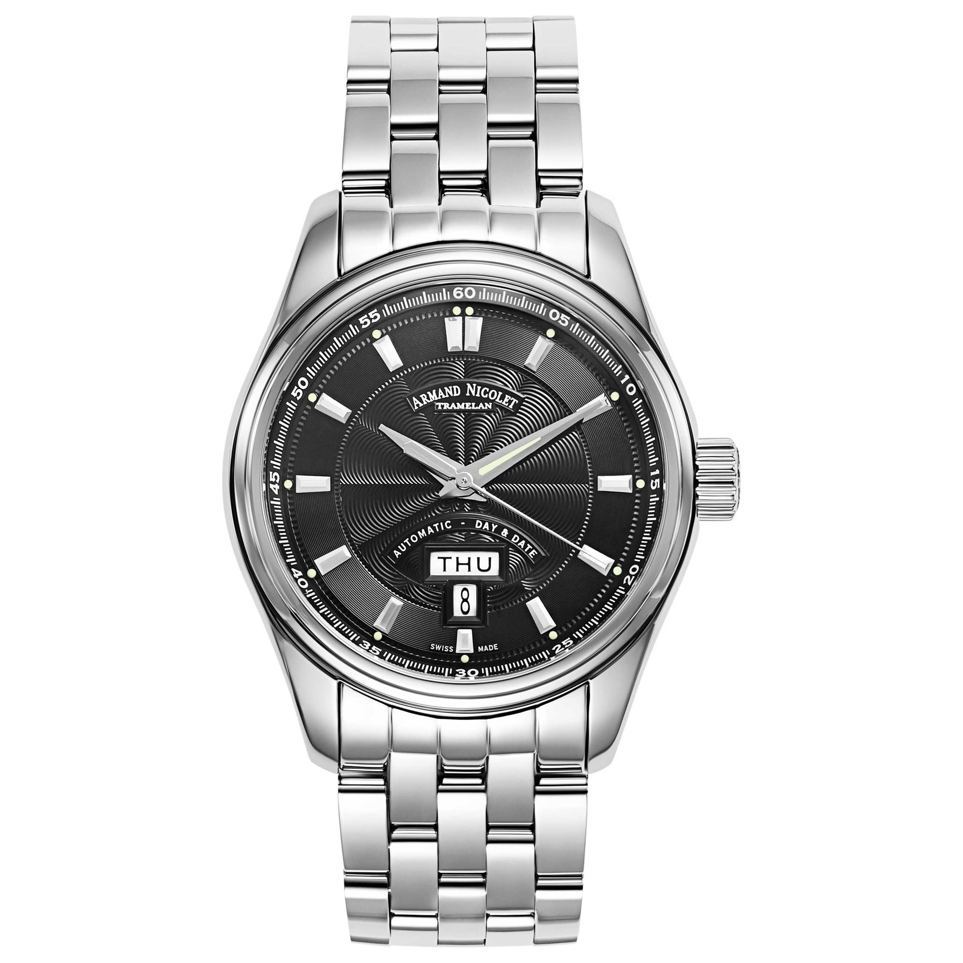Front view of Armand Nicolet M02 Men's Automatic Watch 9640A-NR-M9140