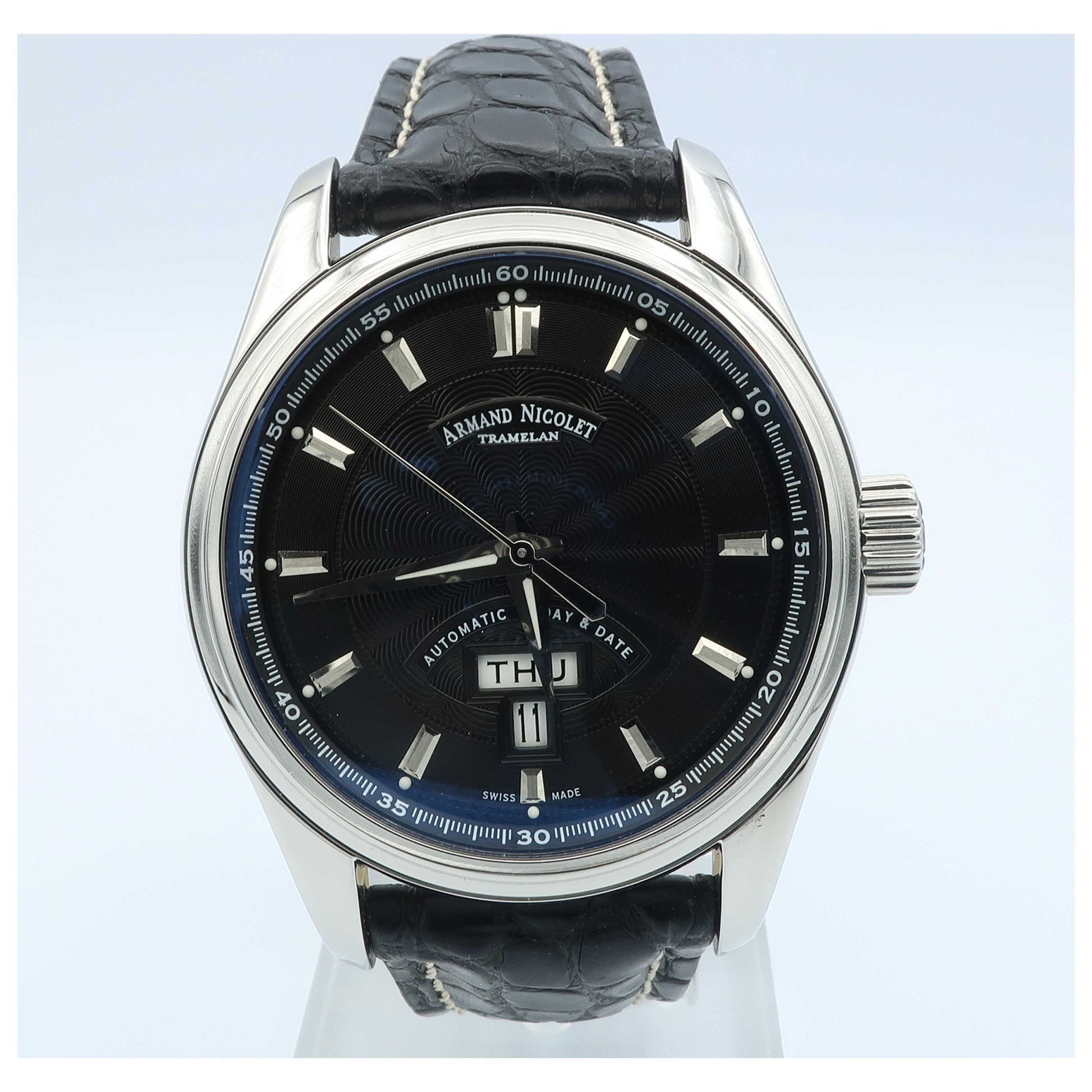 Front view of Armand Nicolet M02 Men's Automatic Watch 9640A-NR-P974NR2-SD