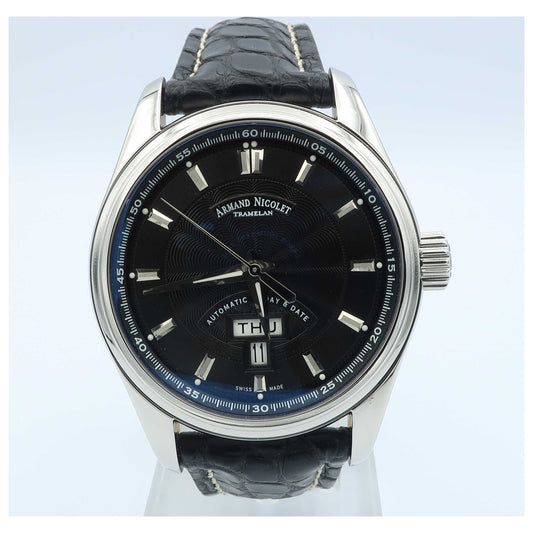Front view of Armand Nicolet M02 Men's Automatic Watch 9640A-NR-P974NR2-SD