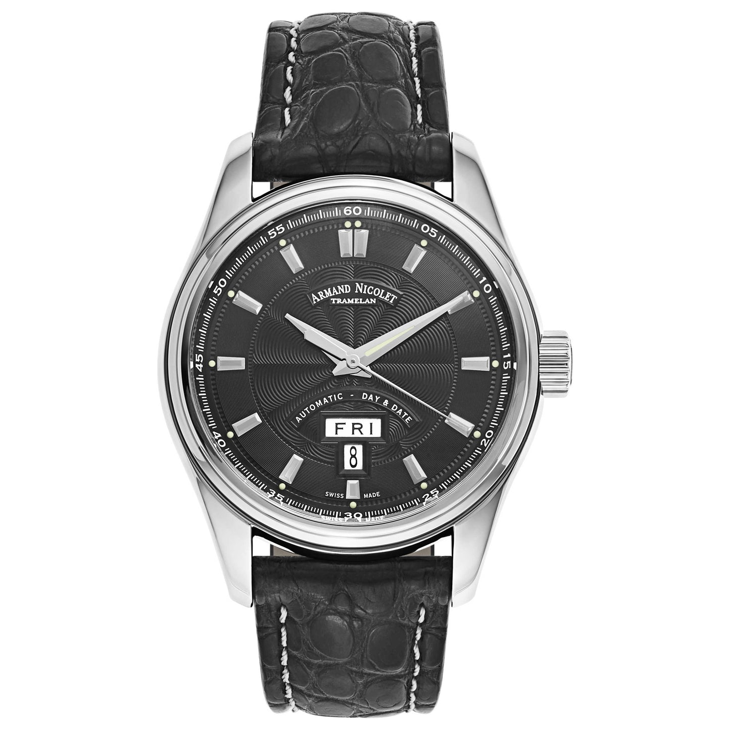 Front view of Armand Nicolet M02 Men's Automatic Watch 9640A-NR-P974NR2