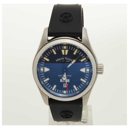 Front view of Armand Nicolet M02 Men's Automatic Watch 9640M-BU-G9660-SD