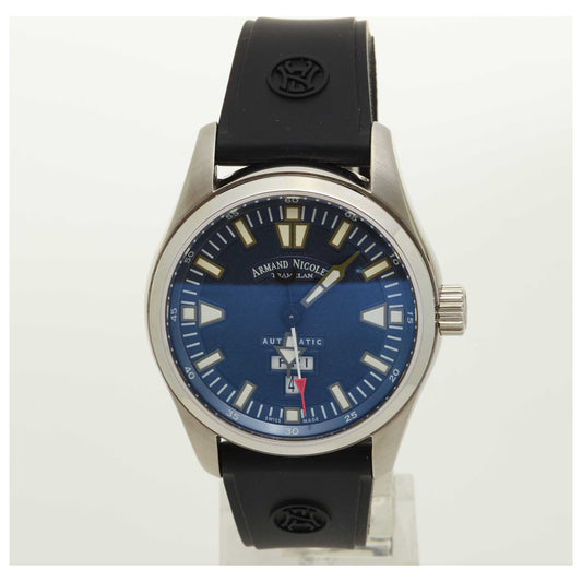 Front view of Armand Nicolet M02 Men's Automatic Watch 9640M-BU-G9660-SD