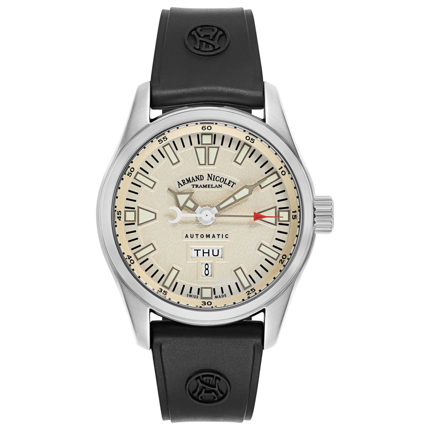 Front view of Armand Nicolet M02 Men's Automatic Watch 9640M-IV-G9660