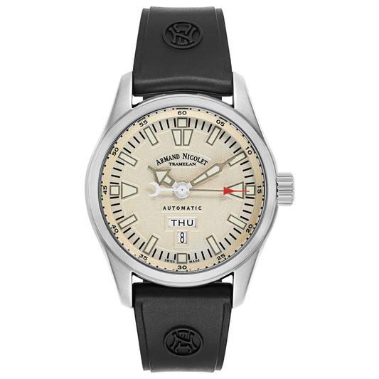 Front view of Armand Nicolet M02 Men's Automatic Watch 9640M-IV-G9660