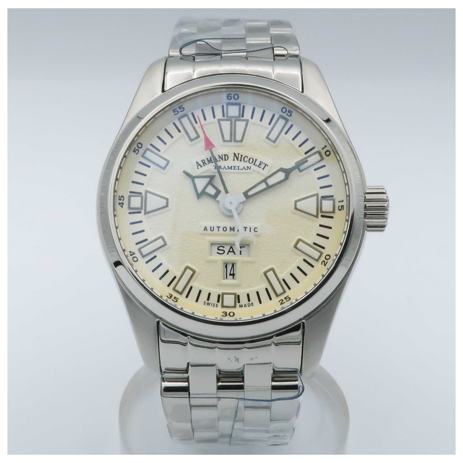 Front view of Armand Nicolet M02 Men's Automatic Watch 9640M-IV-M9140-SDV