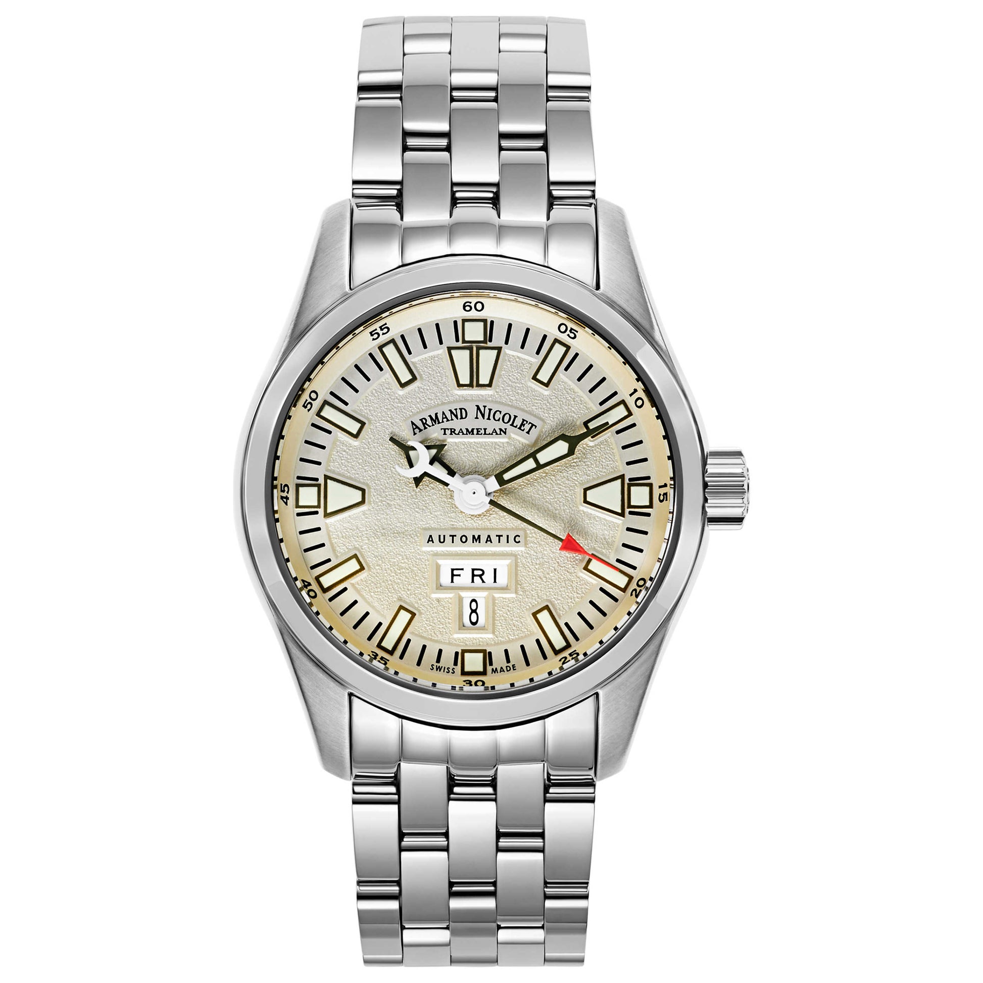 Front view of Armand Nicolet M02 Men's Automatic Watch 9640M-IV-M9140