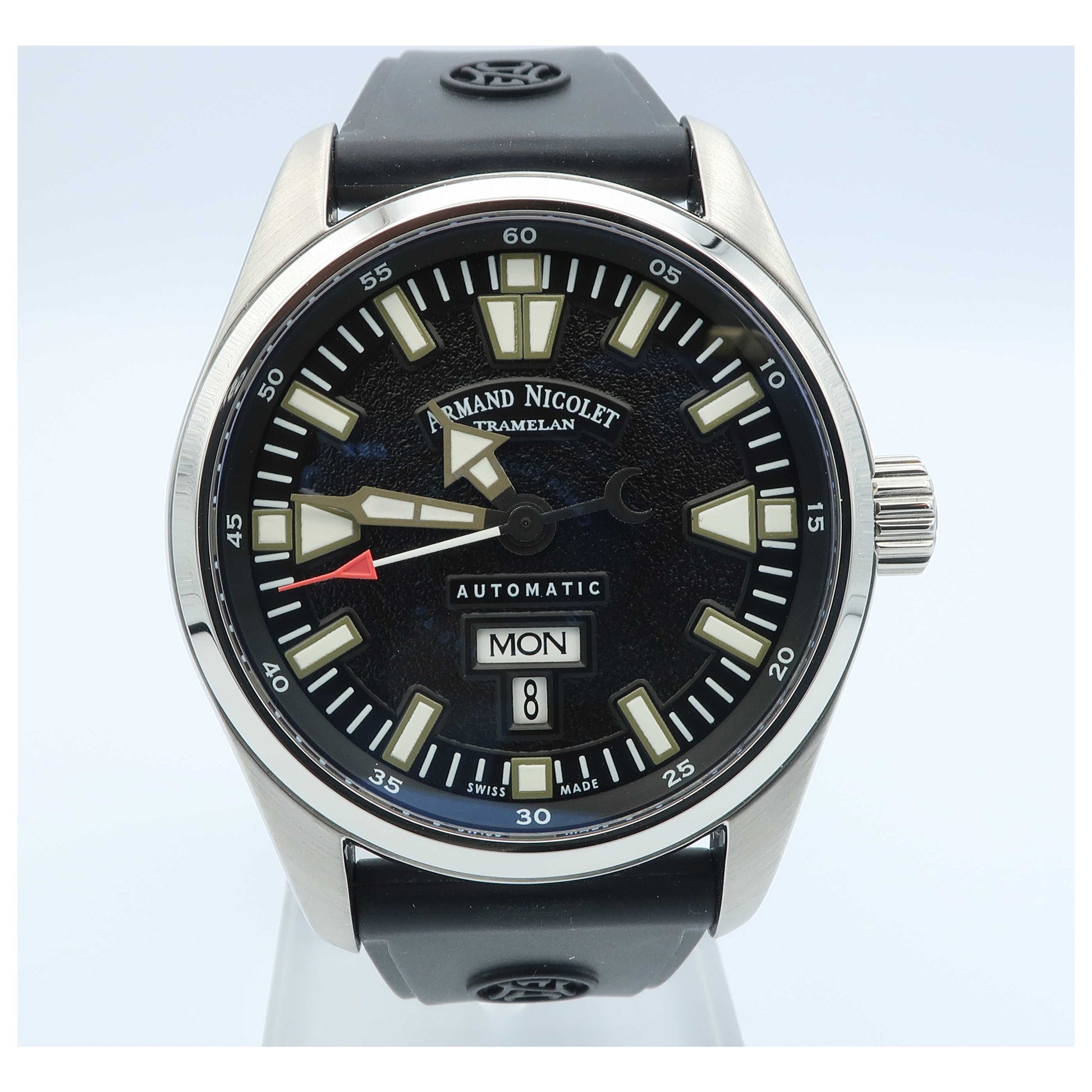 Front view of Armand Nicolet M02 Men's Automatic Watch 9640M-NR-G9660-SD