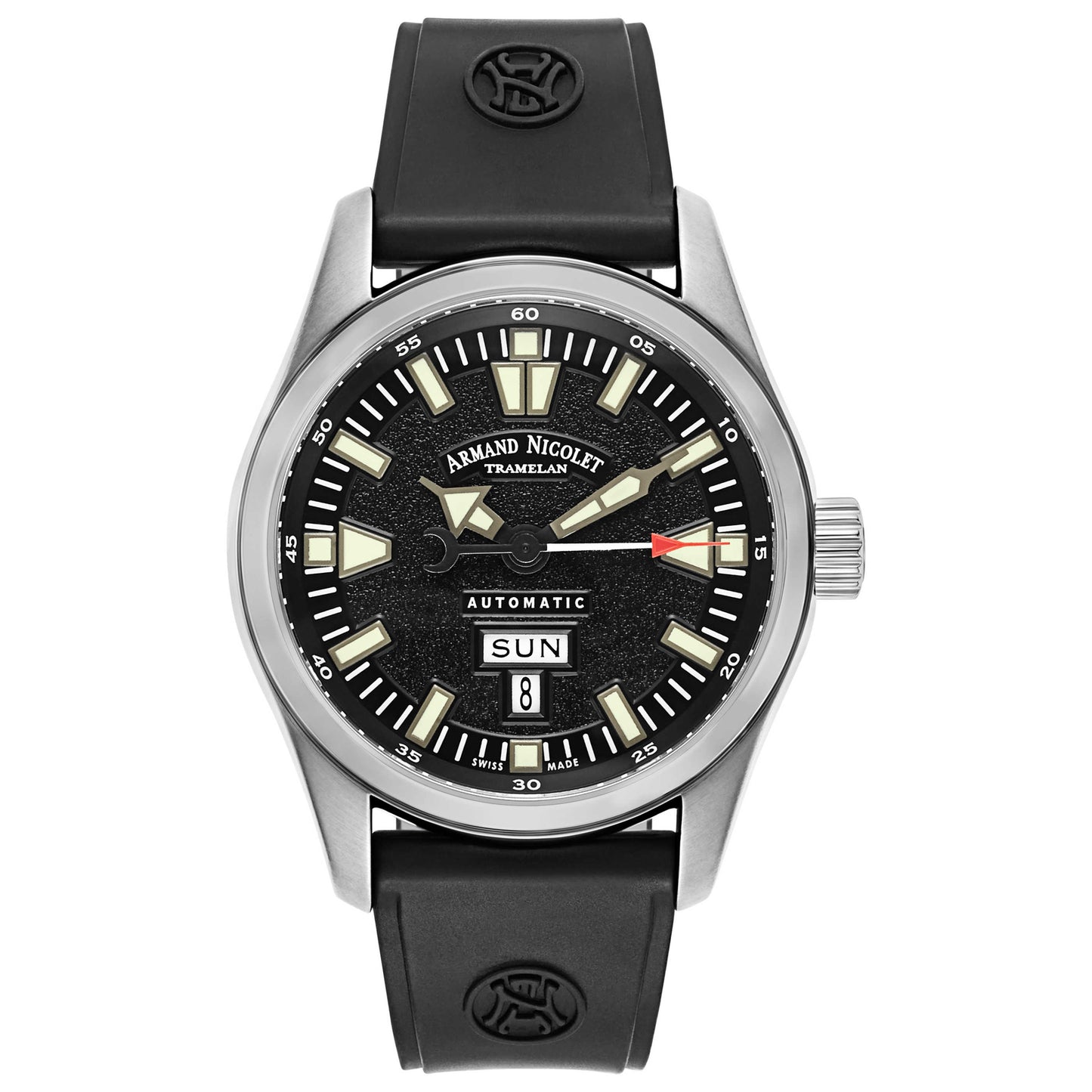 Front view of Armand Nicolet M02 Men's Automatic Watch 9640M-NR-G9660