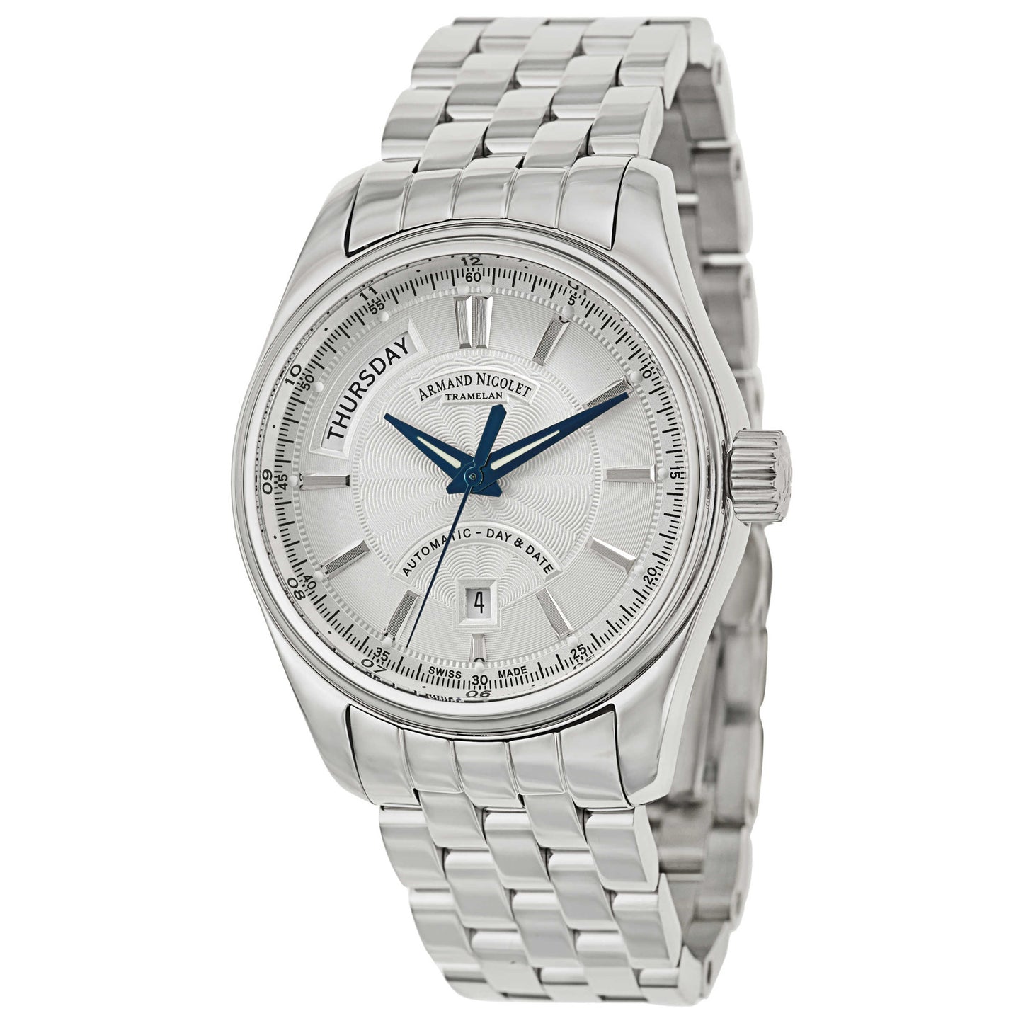 Front view of Armand Nicolet M02 Men's Automatic Watch 9641A-2-AG-M9140