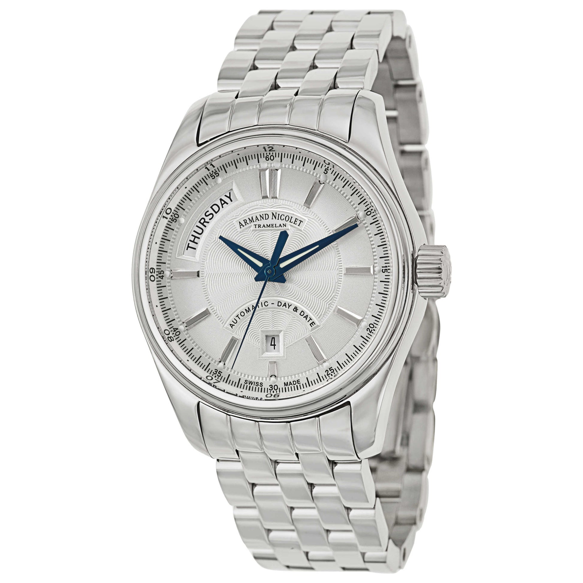 Front view of Armand Nicolet M02 Men's Automatic Watch 9641A-2-AG-M9140