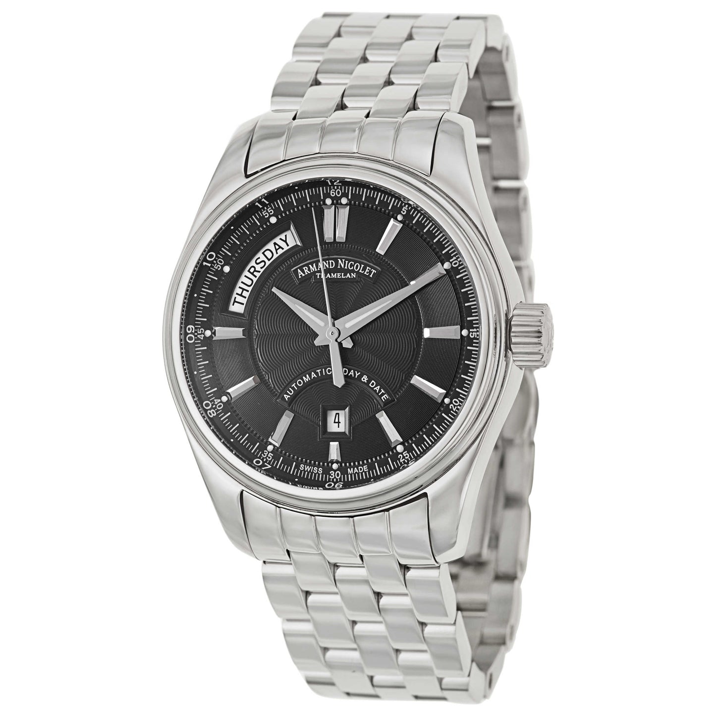 Front view of Armand Nicolet M02 Men's Automatic Watch 9641A-2-NR-M9140