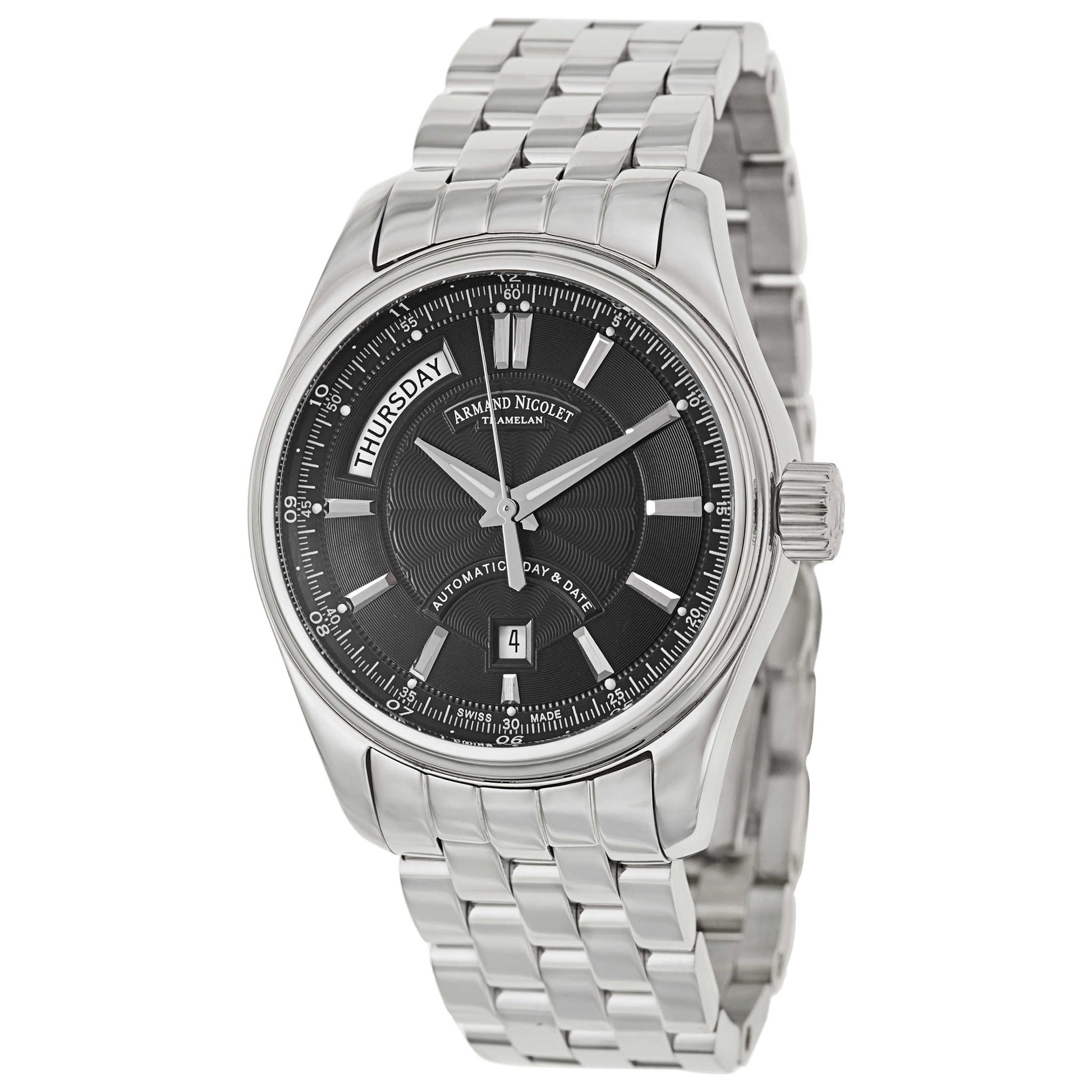 Front view of Armand Nicolet M02 Men's Automatic Watch 9641A-2-NR-M9140