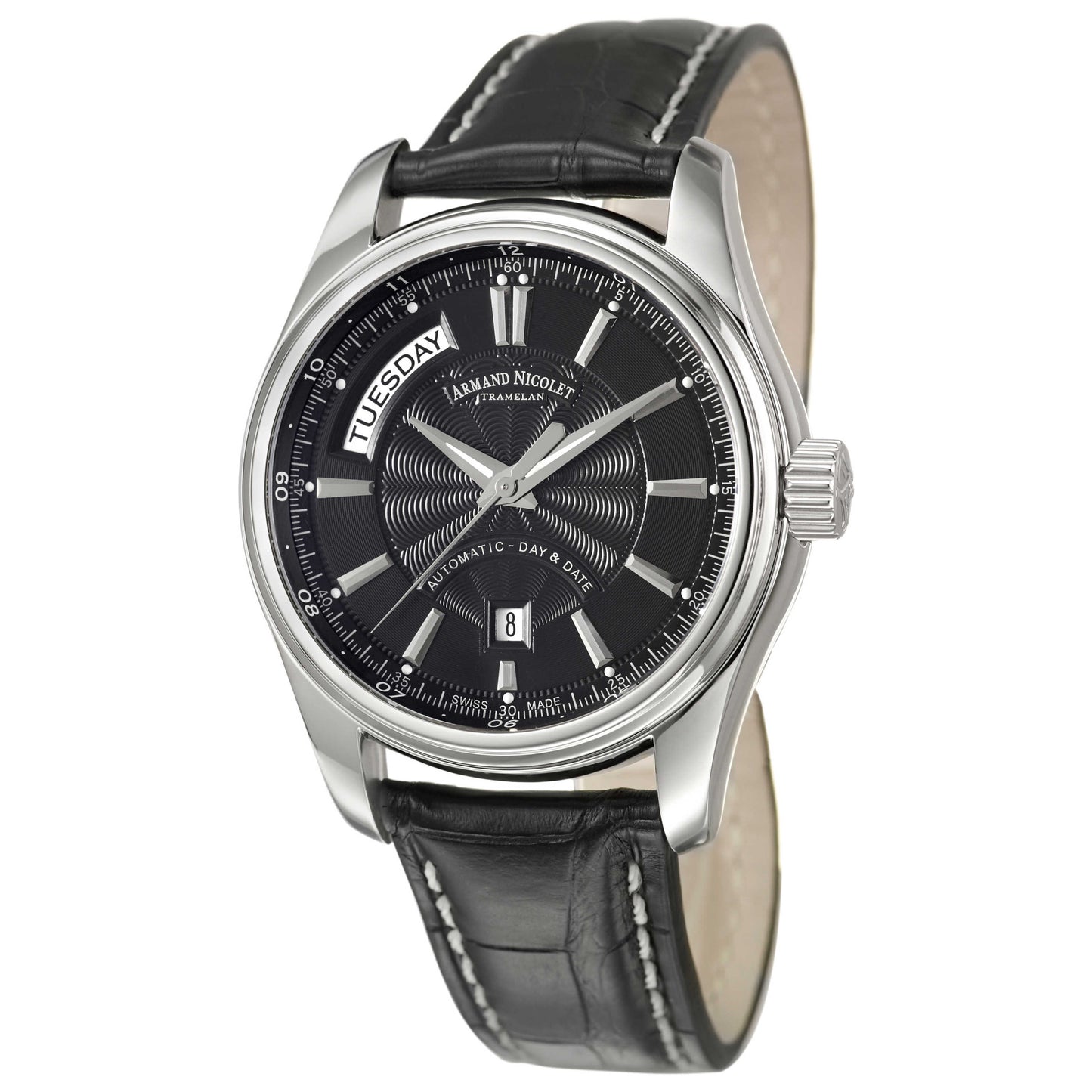 Front view of Armand Nicolet M02 Men's Automatic Watch 9641A-2-NR-P974NR2