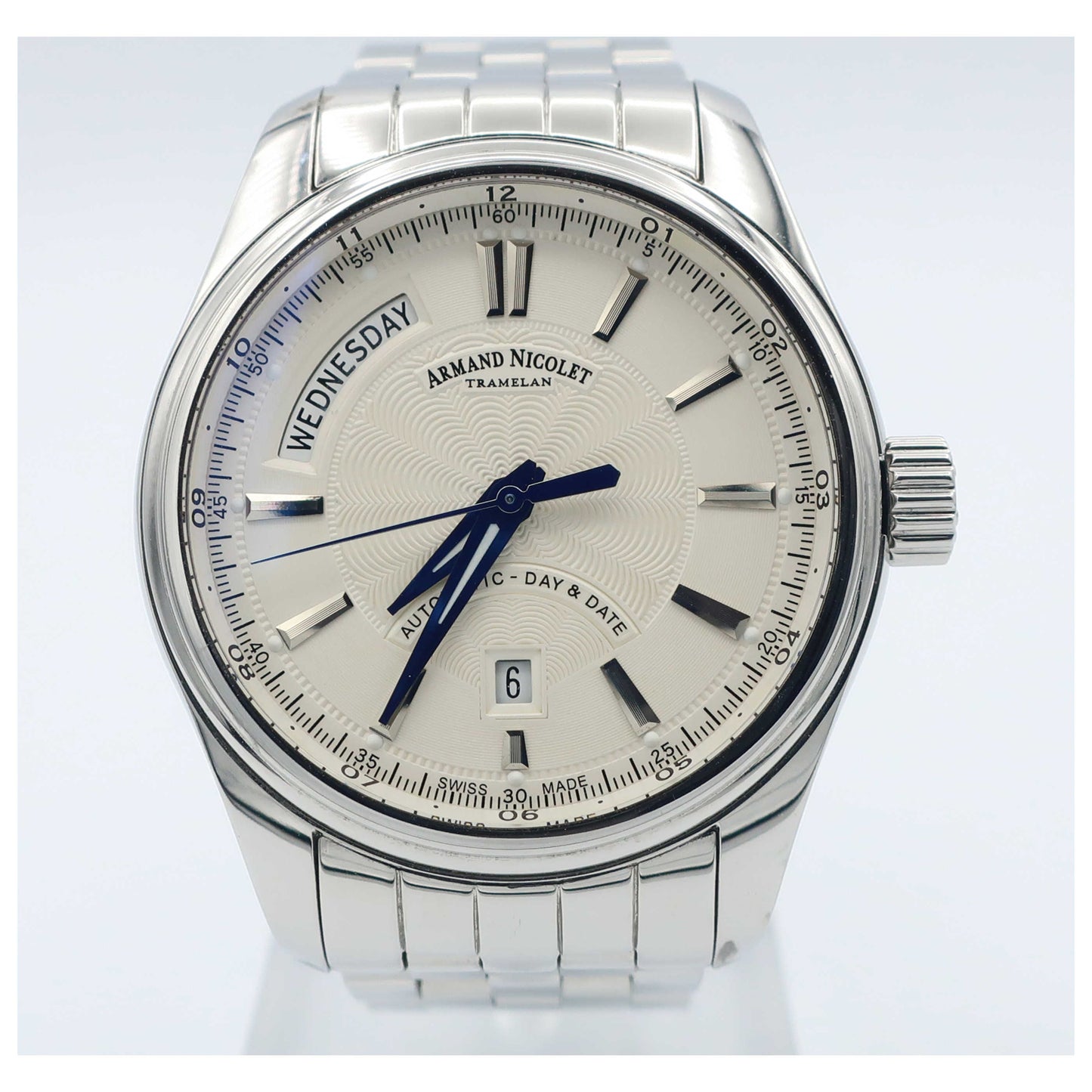 Front view of Armand Nicolet M02 Men's Automatic Watch 9641A-AG-M9140-SD2