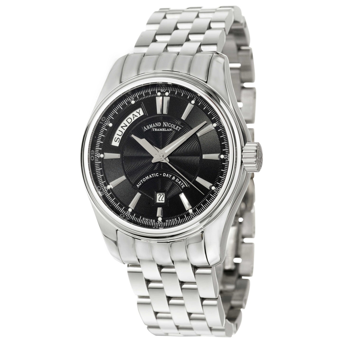 Front view of Armand Nicolet M02 Men's Automatic Watch 9641A-NR-M9140