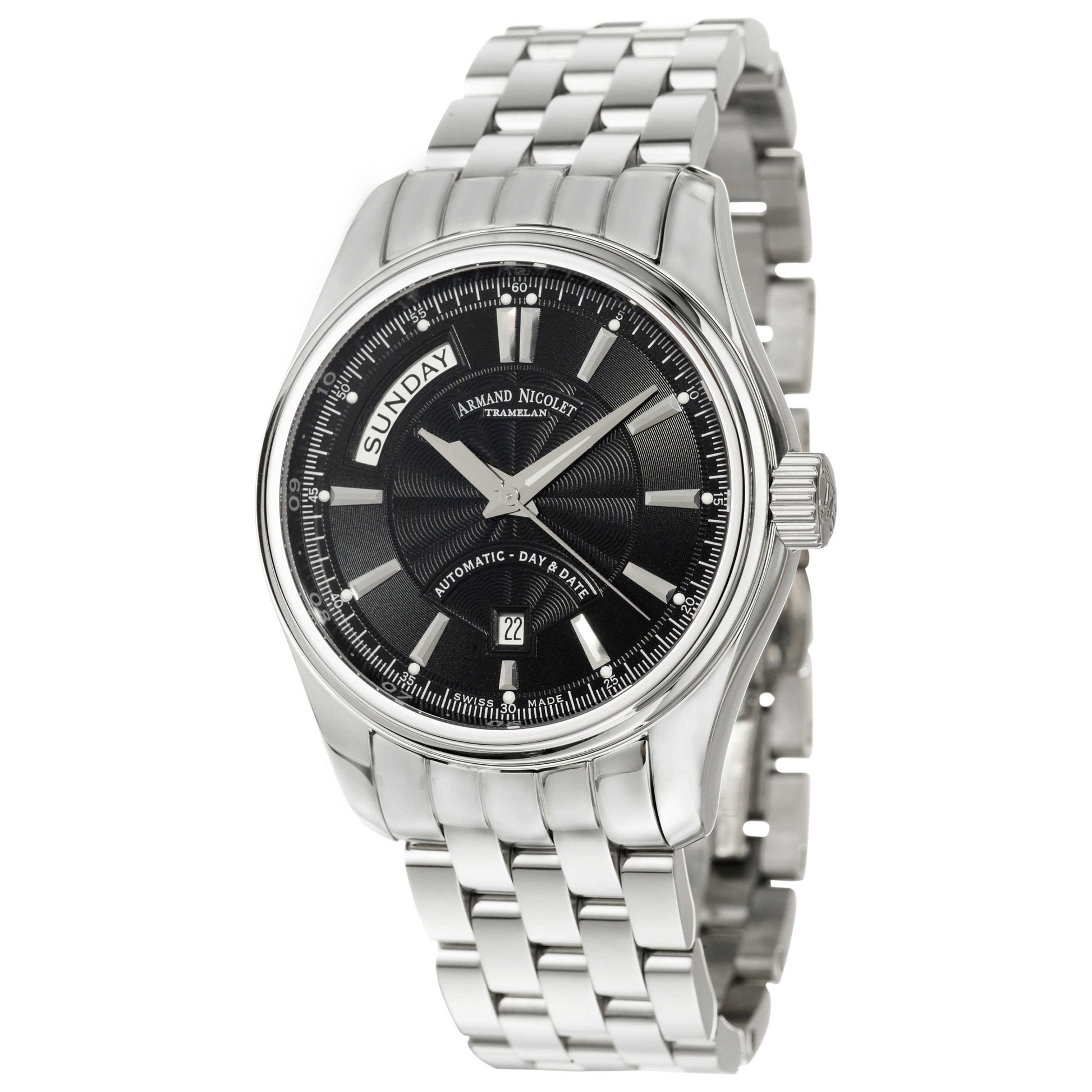 Front view of Armand Nicolet M02 Men's Automatic Watch 9641A-NR-M9140