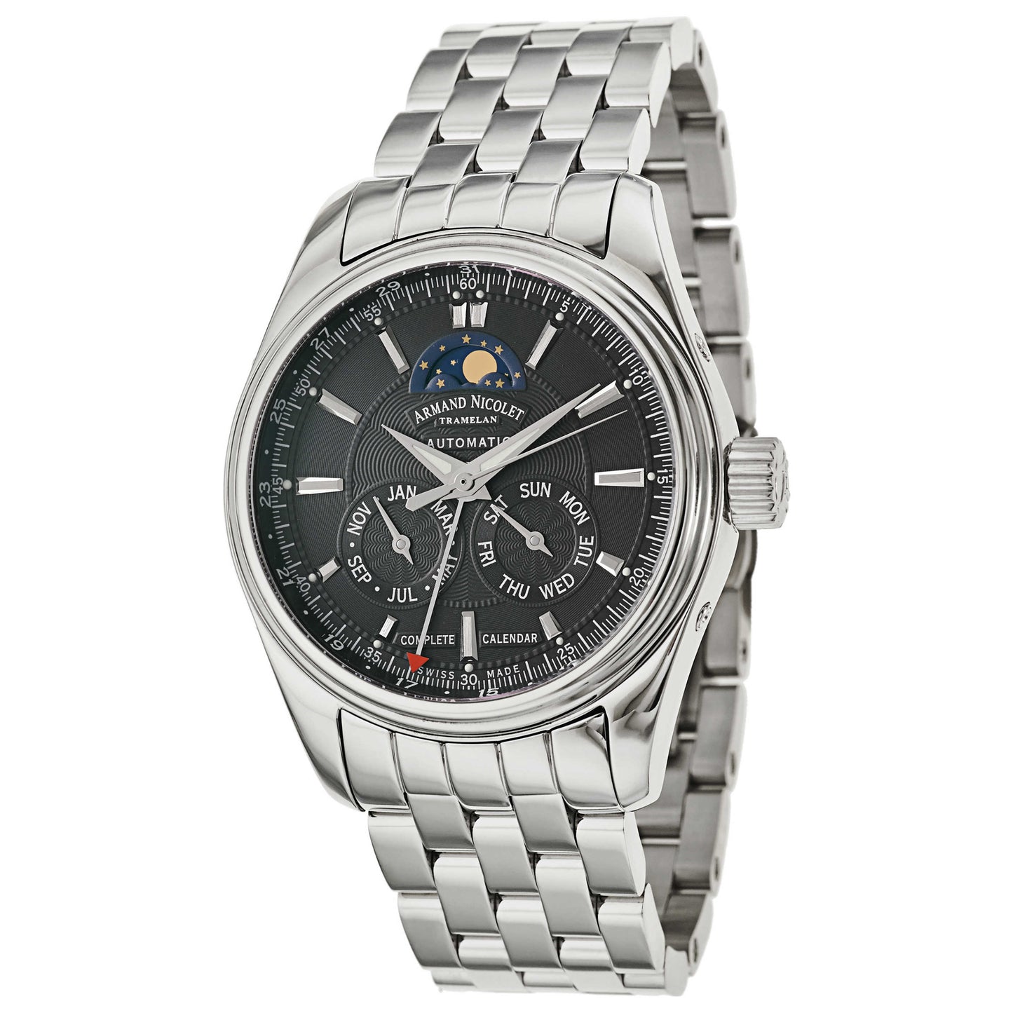 Front view of Armand Nicolet M02 Men's Automatic Watch 9642B-2-NR-M9140