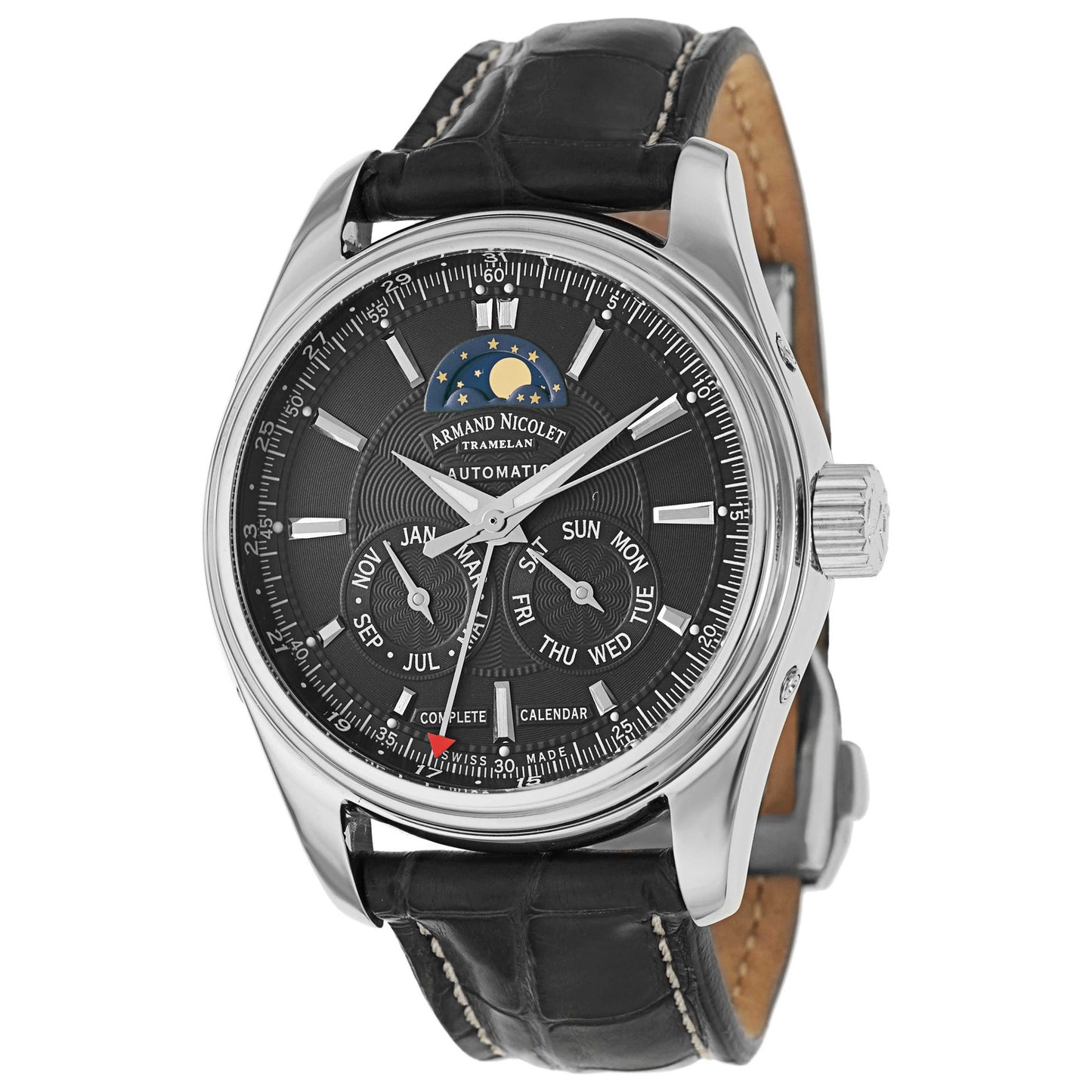Front view of Armand Nicolet M02 Men's Automatic Watch 9642B-2-NR-P974NR2
