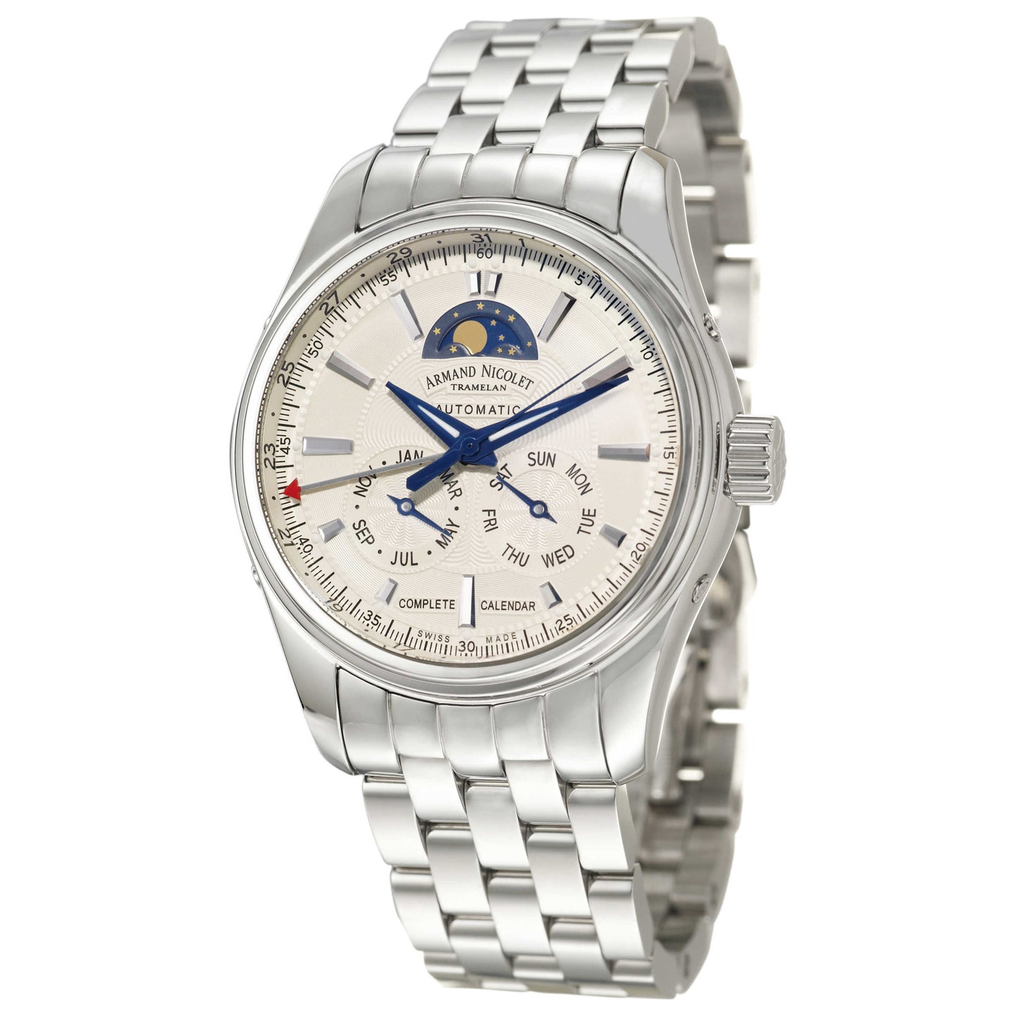 Front view of Armand Nicolet M02 Men's Automatic Watch 9642B-AG-M9140