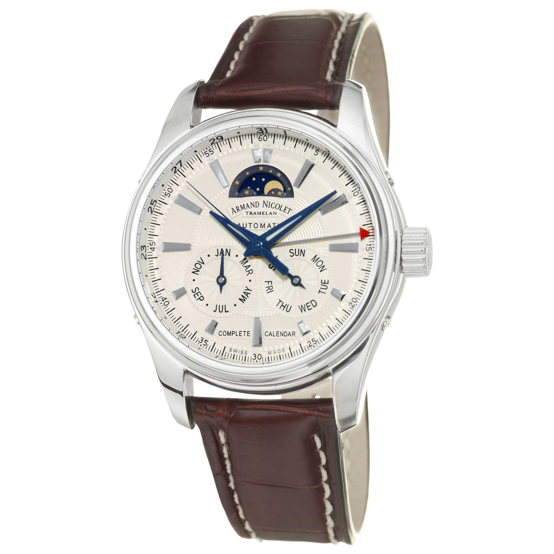 Front view of Armand Nicolet M02 Men's Automatic Watch 9642B-AG-P961MR2