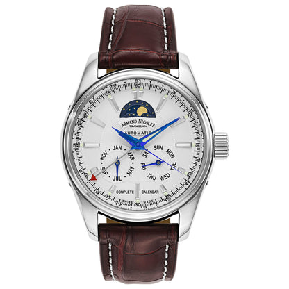 Front view of Armand Nicolet M02 Men's Automatic Watch 9642B-AG-P974MR2