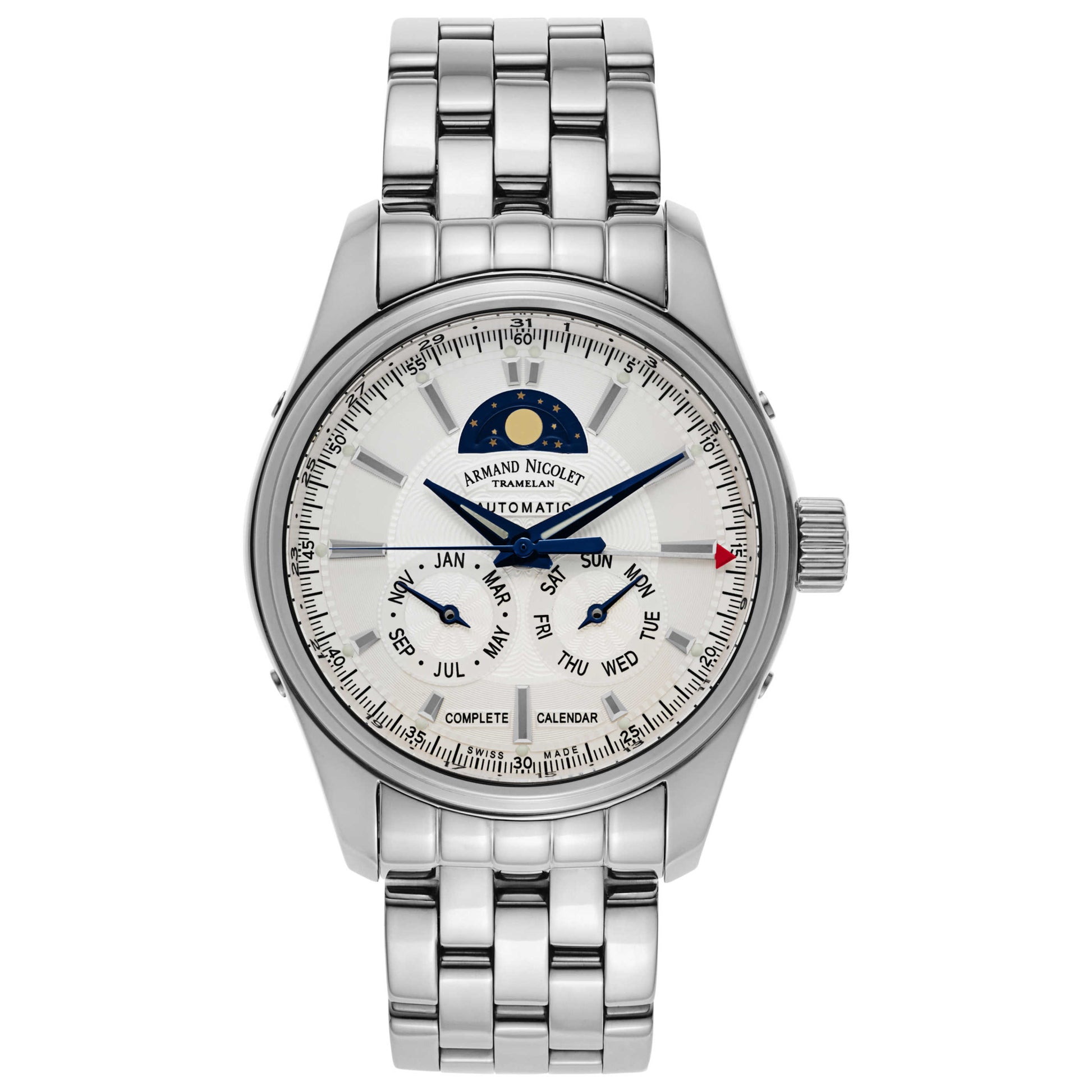 Front view of Armand Nicolet M02 Men's Automatic Watch 9642B-AS-M9140