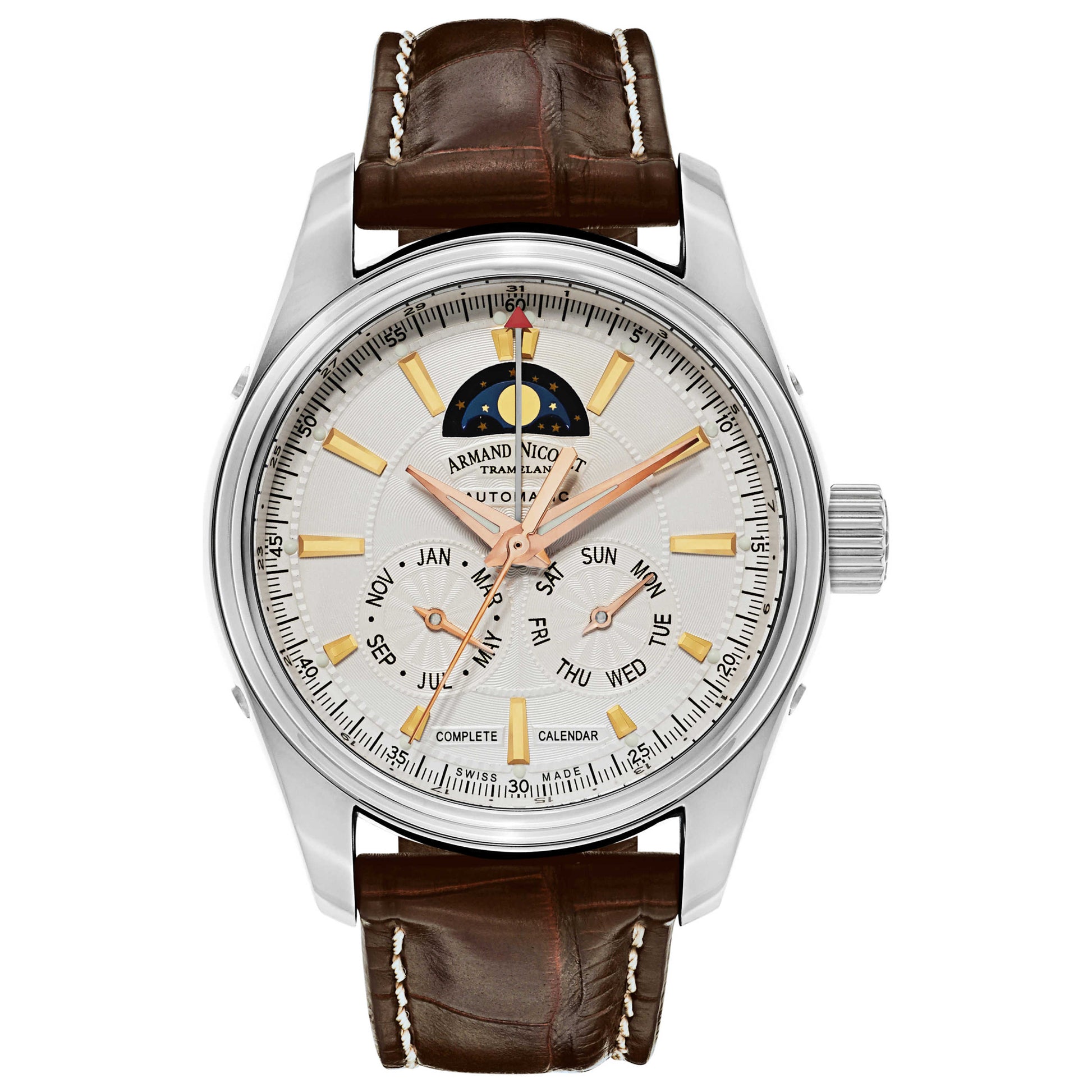 Front view of Armand Nicolet M02 Men's Automatic Watch 9642B-AS-P974MR2