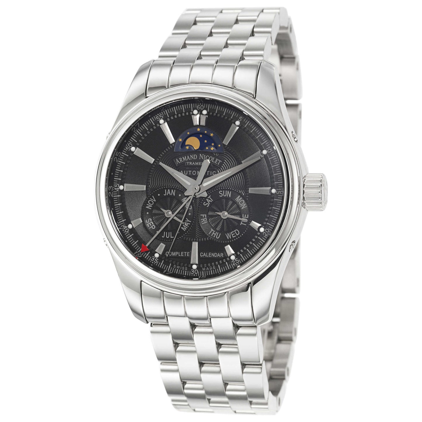 Front view of Armand Nicolet M02 Men's Automatic Watch 9642B-NR-M9140