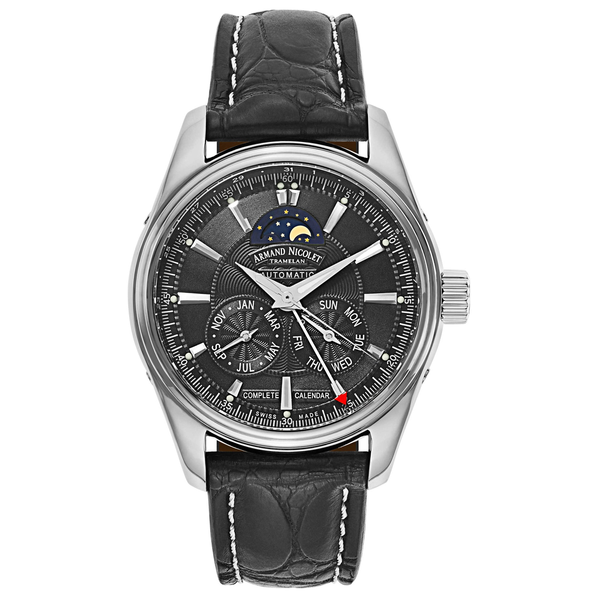 Front view of Armand Nicolet M02 Men's Automatic Watch 9642B-NR-P974NR2