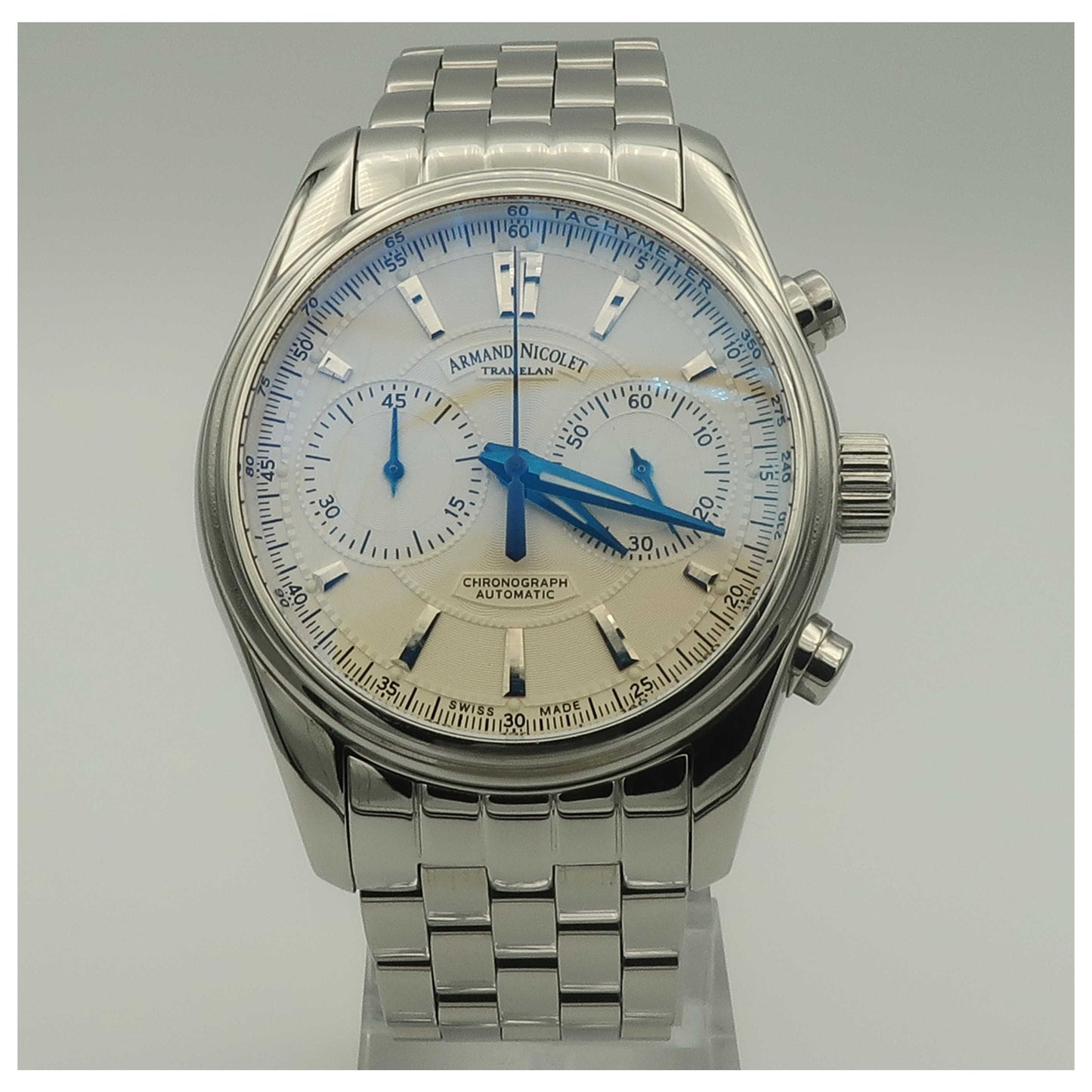Front view of Armand Nicolet M02 Men's Automatic Watch 9644A-AG-M9140-SDV2