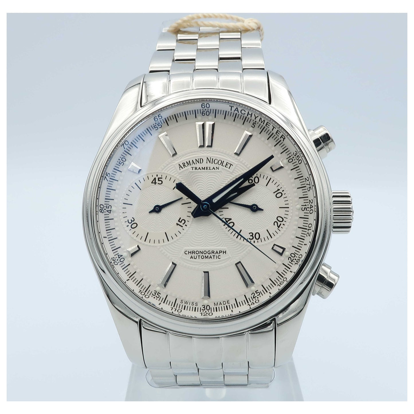 Front view of Armand Nicolet M02 Men's Automatic Watch 9644A-AG-M9140-SD