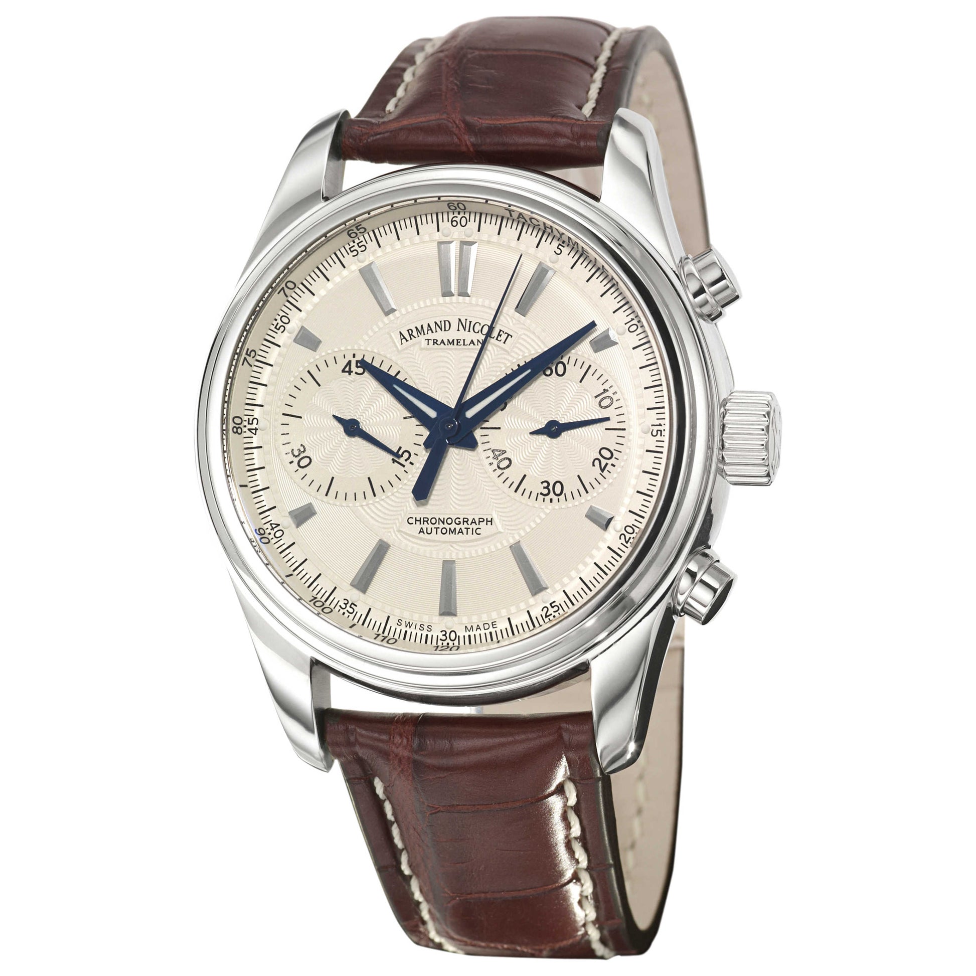 Front view of Armand Nicolet M02 Men's Automatic Watch 9644A-AG-P961MR2