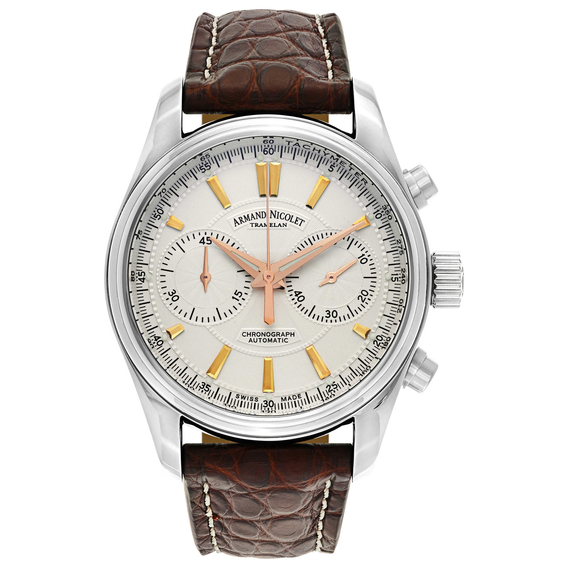 Front view of Armand Nicolet M02 Men's Automatic Watch 9644A-AS-P974MR2