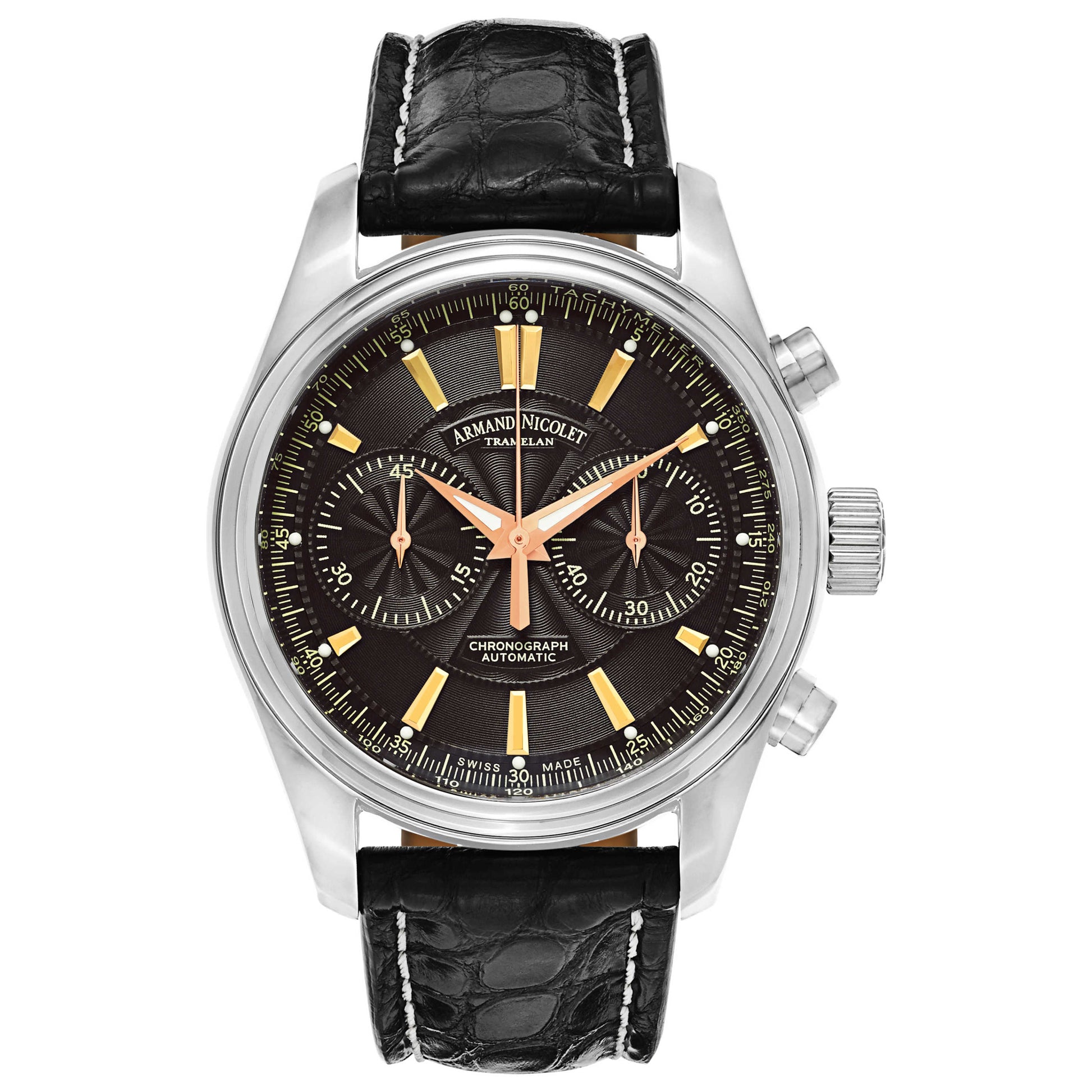 Front view of Armand Nicolet M02 Men's Automatic Watch 9644A-NS-P974NR2