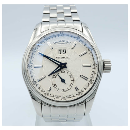 Front view of Armand Nicolet M02 Men's Automatic Watch 9646A-AG-M9140-SD