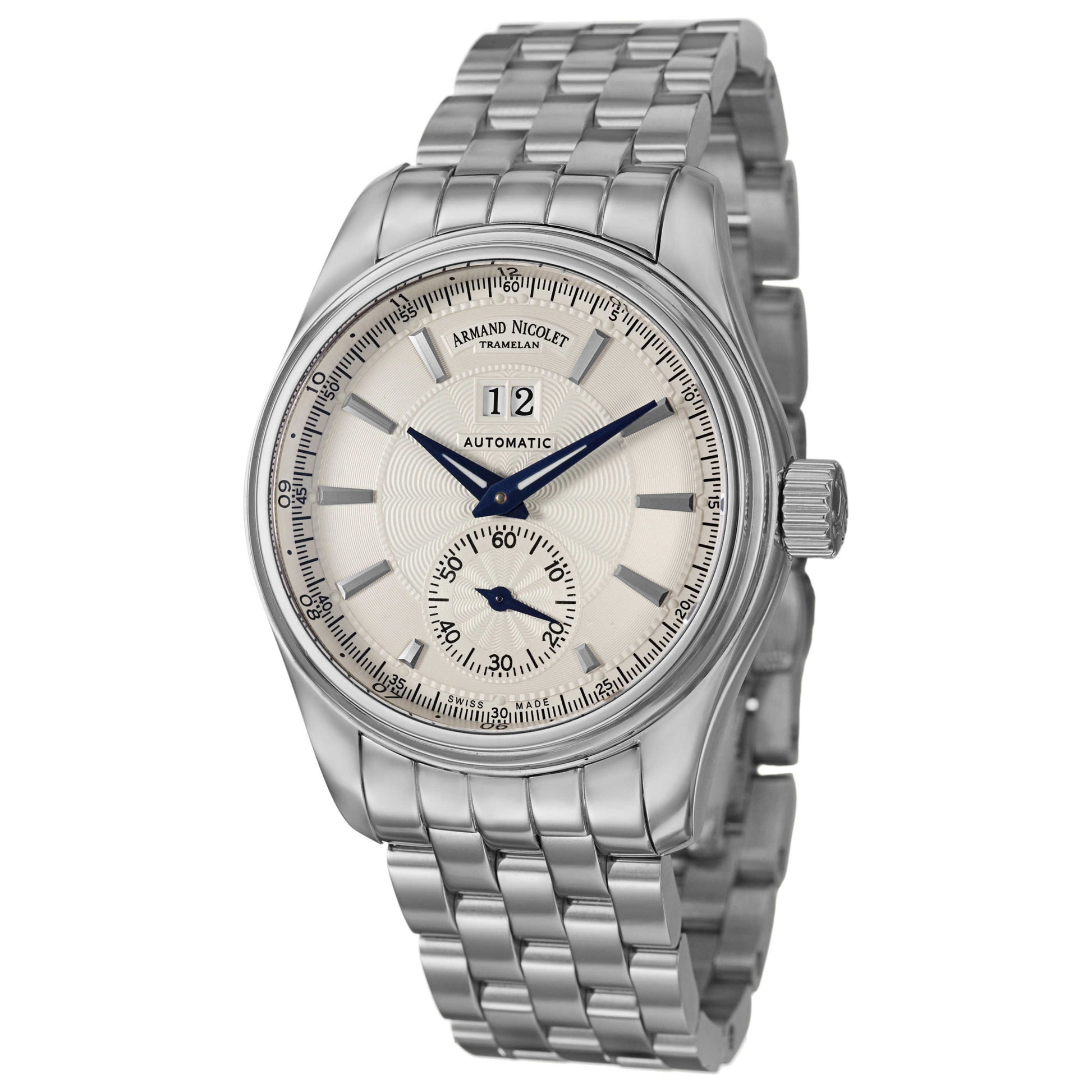 Front view of Armand Nicolet M02 Men's Automatic Watch 9646A-AG-M9140