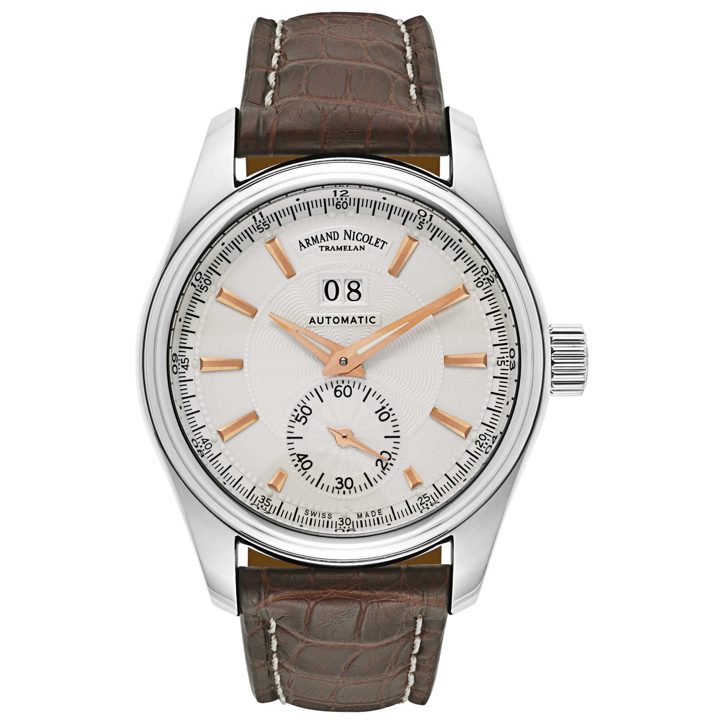 Front view of Armand Nicolet M02 Men's Automatic Watch 9646A-AS-P974MR2