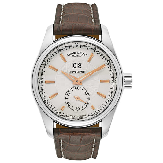 Front view of Armand Nicolet M02 Men's Automatic Watch 9646A-AS-P974MR2
