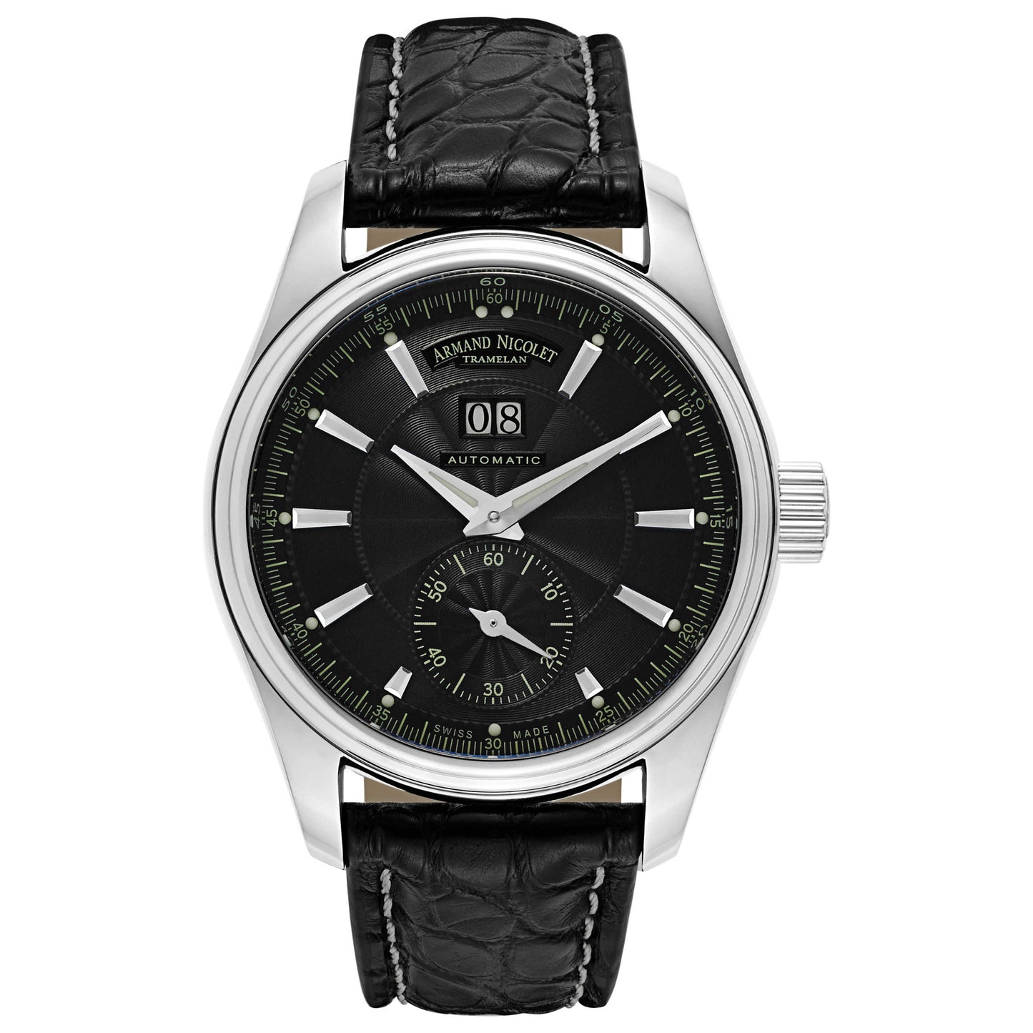Front view of Armand Nicolet M02 Men's Automatic Watch 9646A-NR-P974NR2