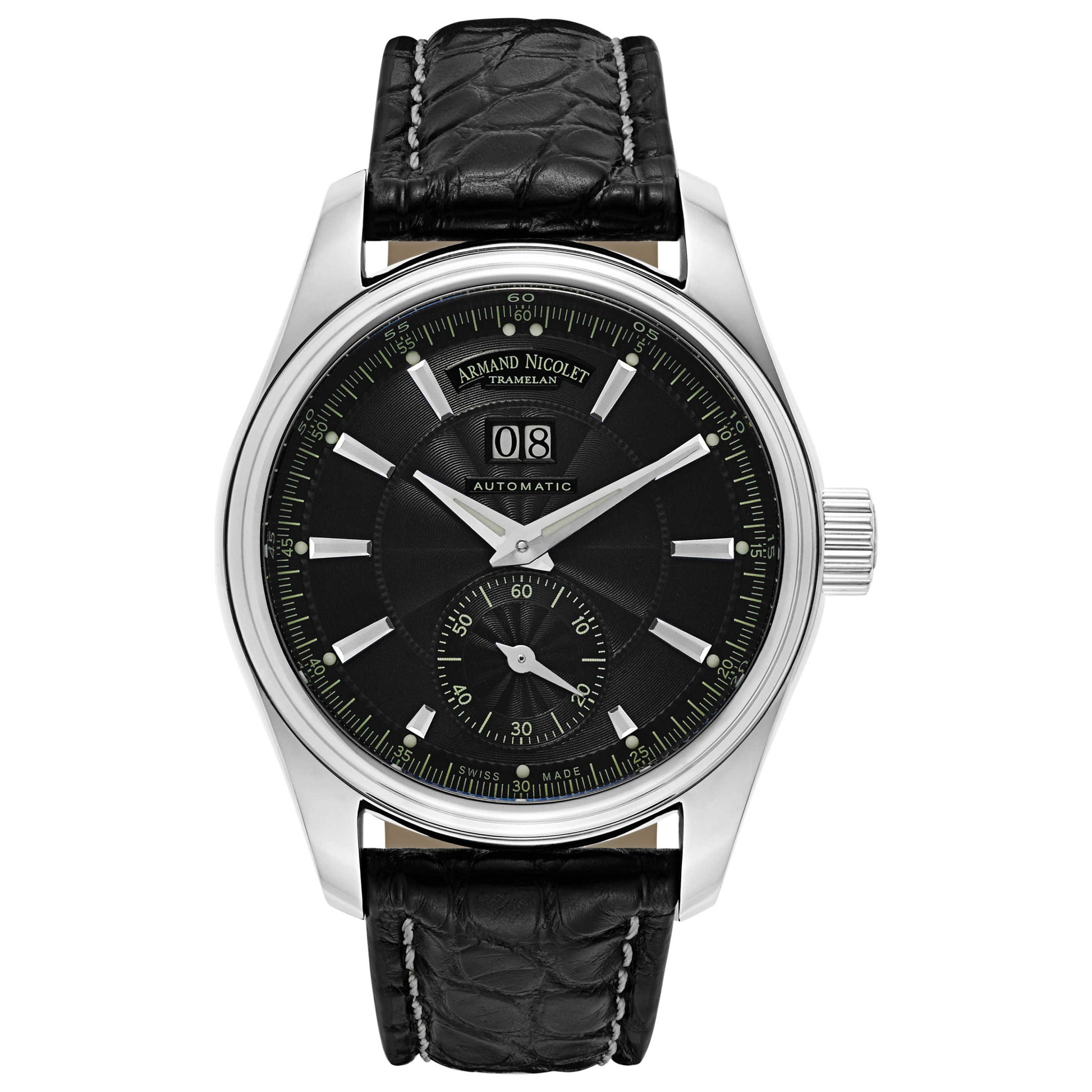 Front view of Armand Nicolet M02 Men's Automatic Watch 9646A-NR-P974NR2