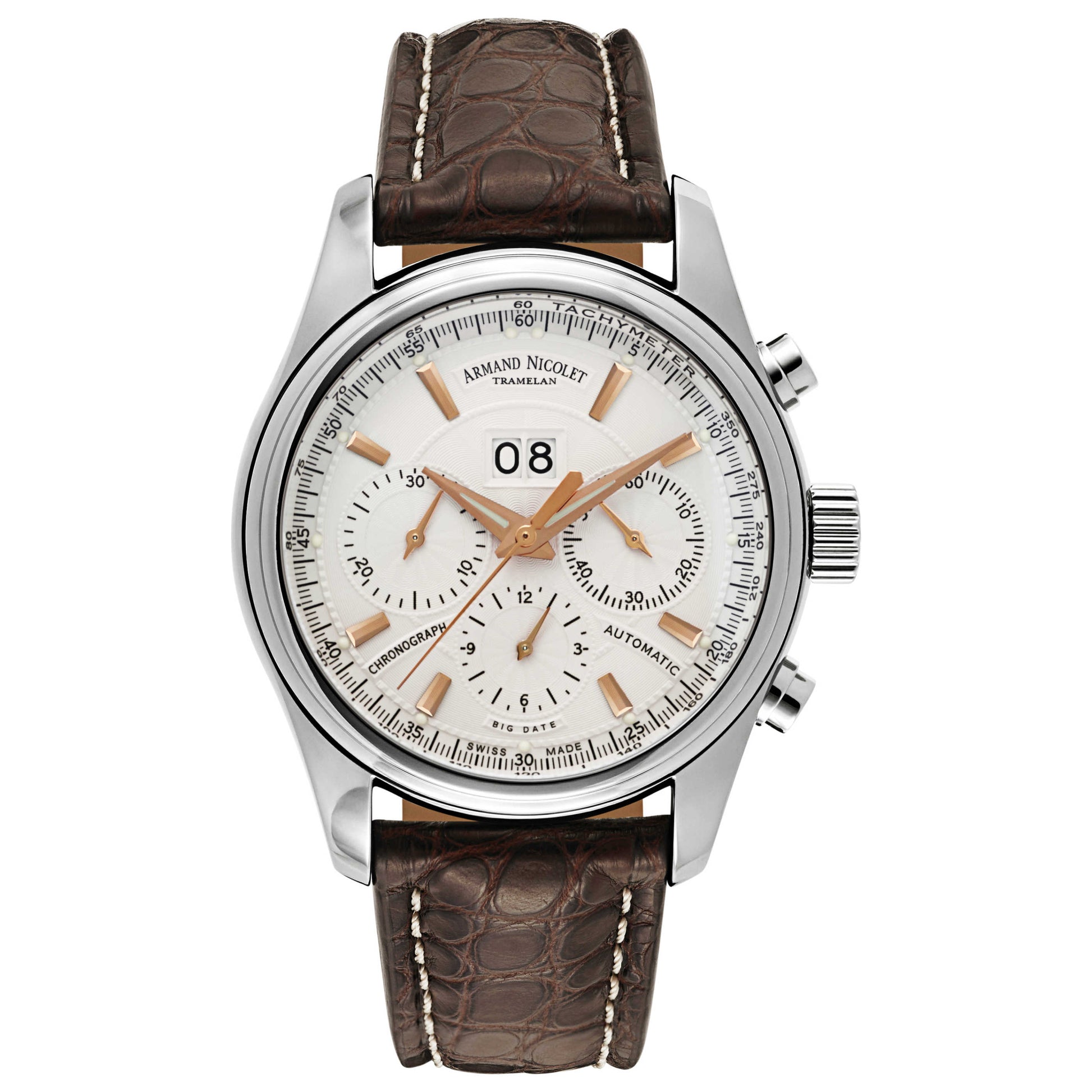 Front view of Armand Nicolet M02 Men's Automatic Watch 9648A-AS-P974MR2