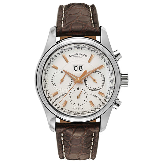 Front view of Armand Nicolet M02 Men's Automatic Watch 9648A-AS-P974MR2