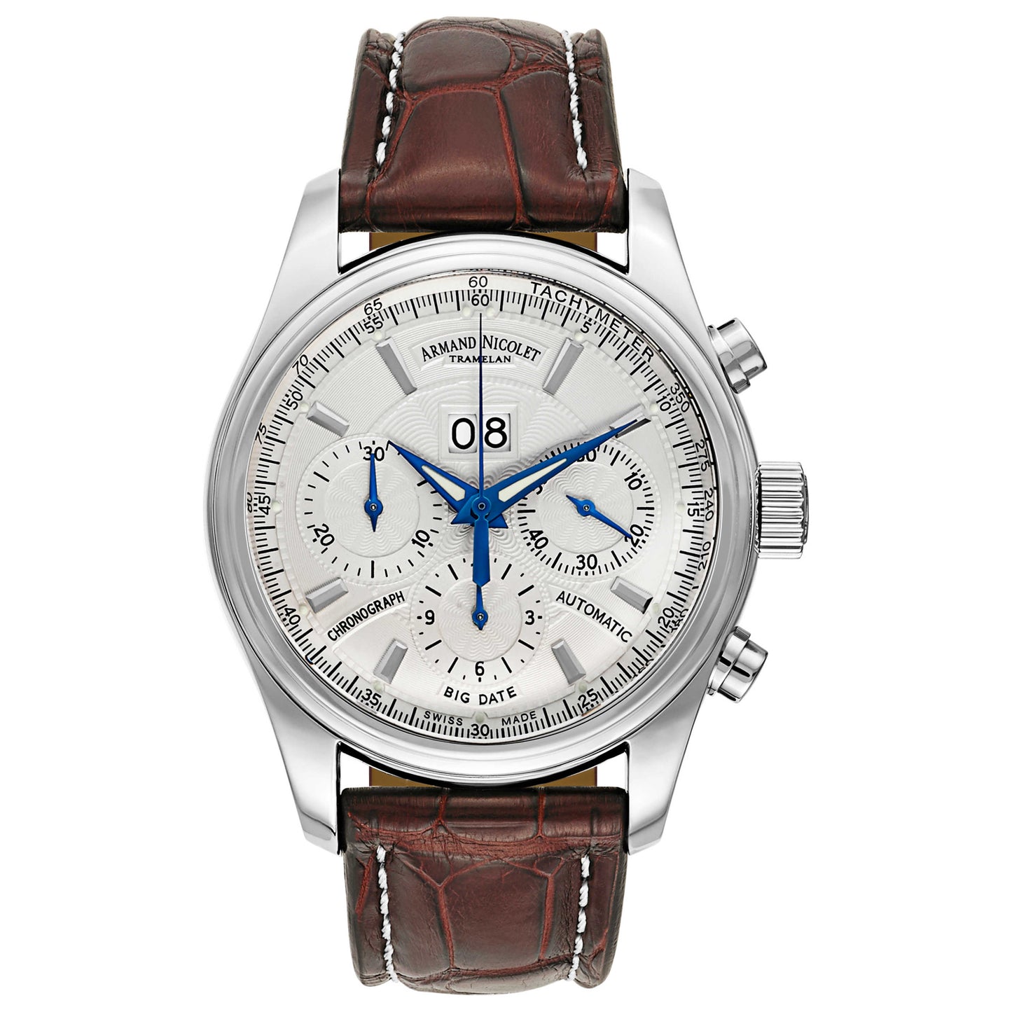 Front view of Armand Nicolet M02 Men's Automatic Watch 9648A2-AG-P974MR2