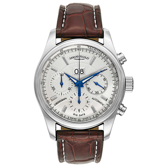 Front view of Armand Nicolet M02 Men's Automatic Watch 9648A2-AG-P974MR2
