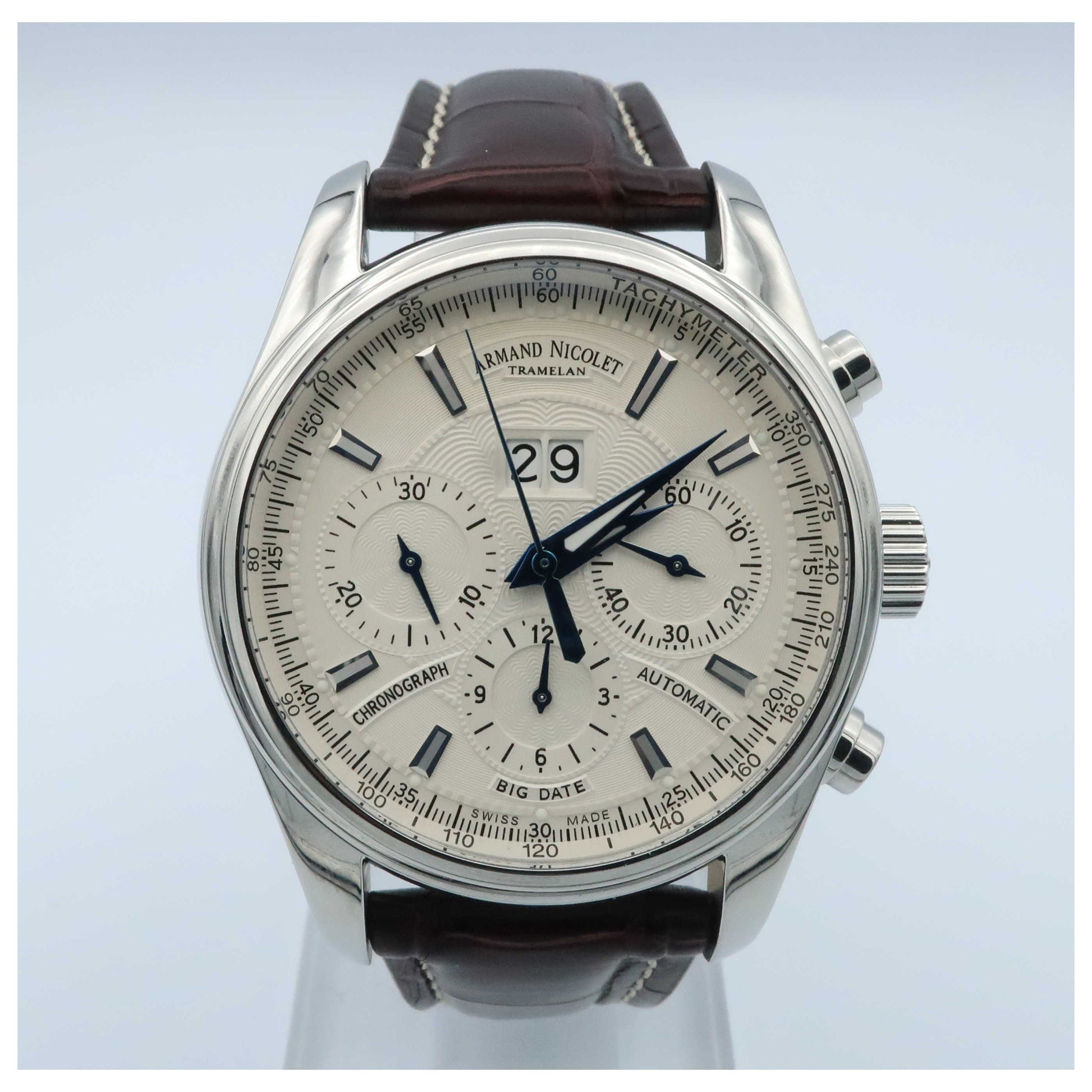 Front view of Armand Nicolet M02 Men's Automatic Watch 9648A2-AGP974MR2-SDV