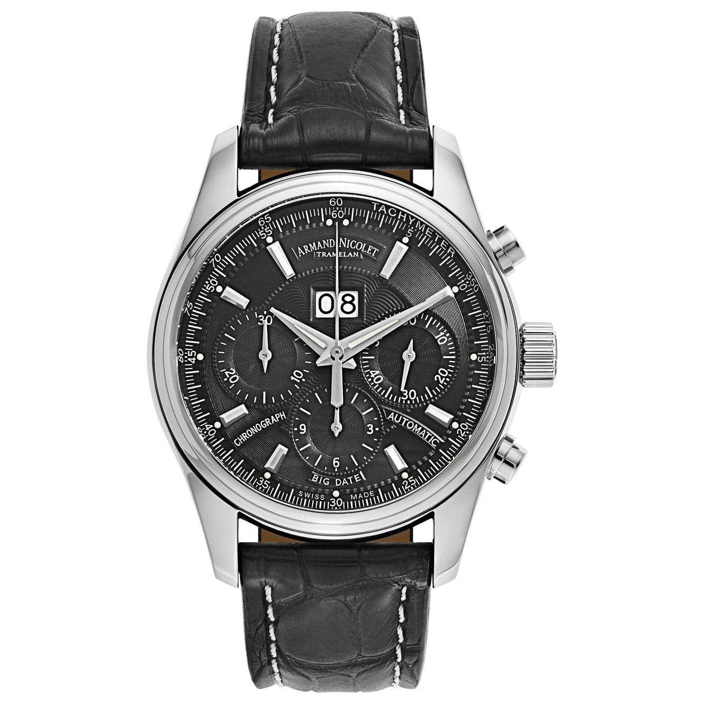 Front view of Armand Nicolet M02 Men's Automatic Watch 9648A2-NR-P974NR2
