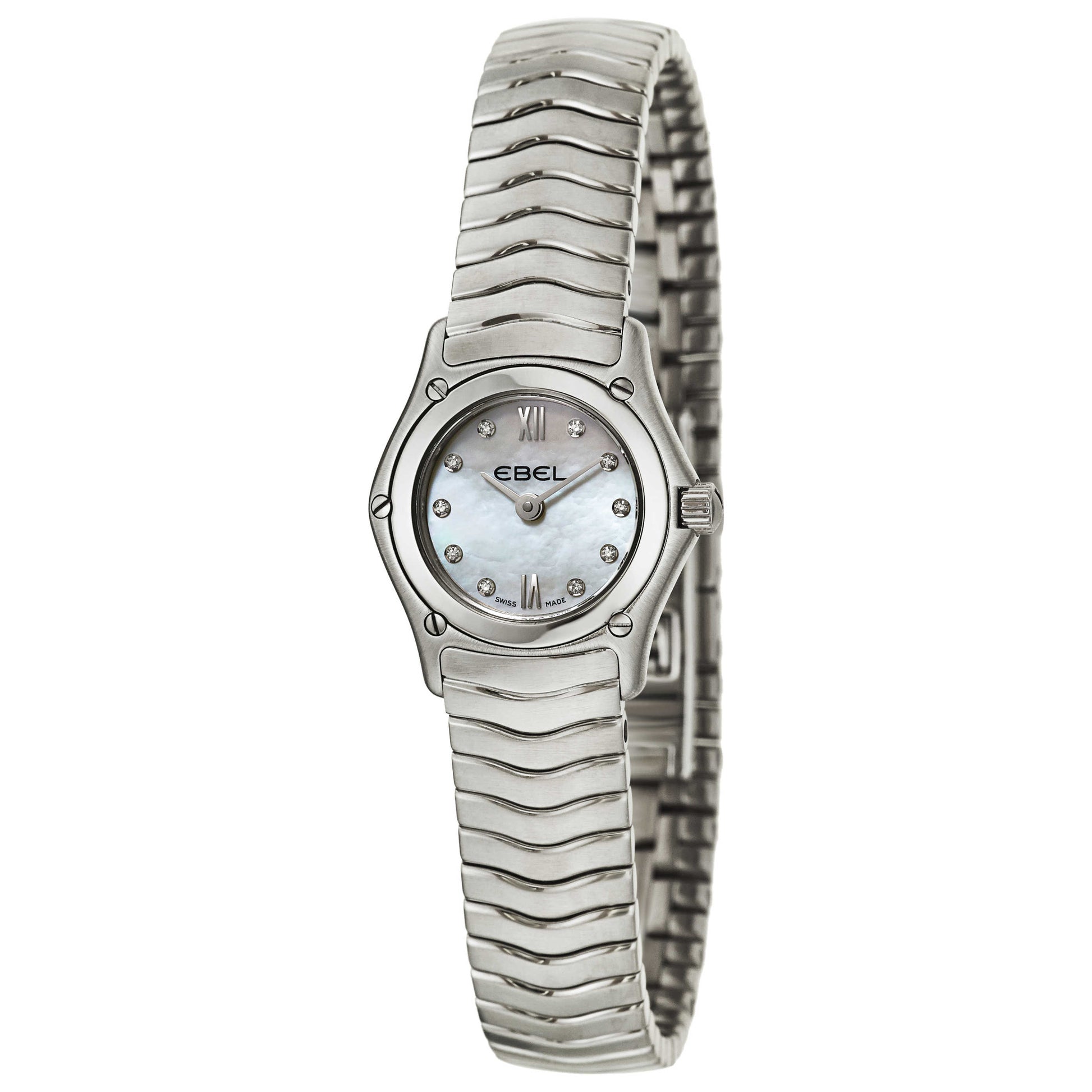 Front view of Ebel Classic Wave Women's Swiss Quartz (Battery-Powered) Watch 9656F01-9725