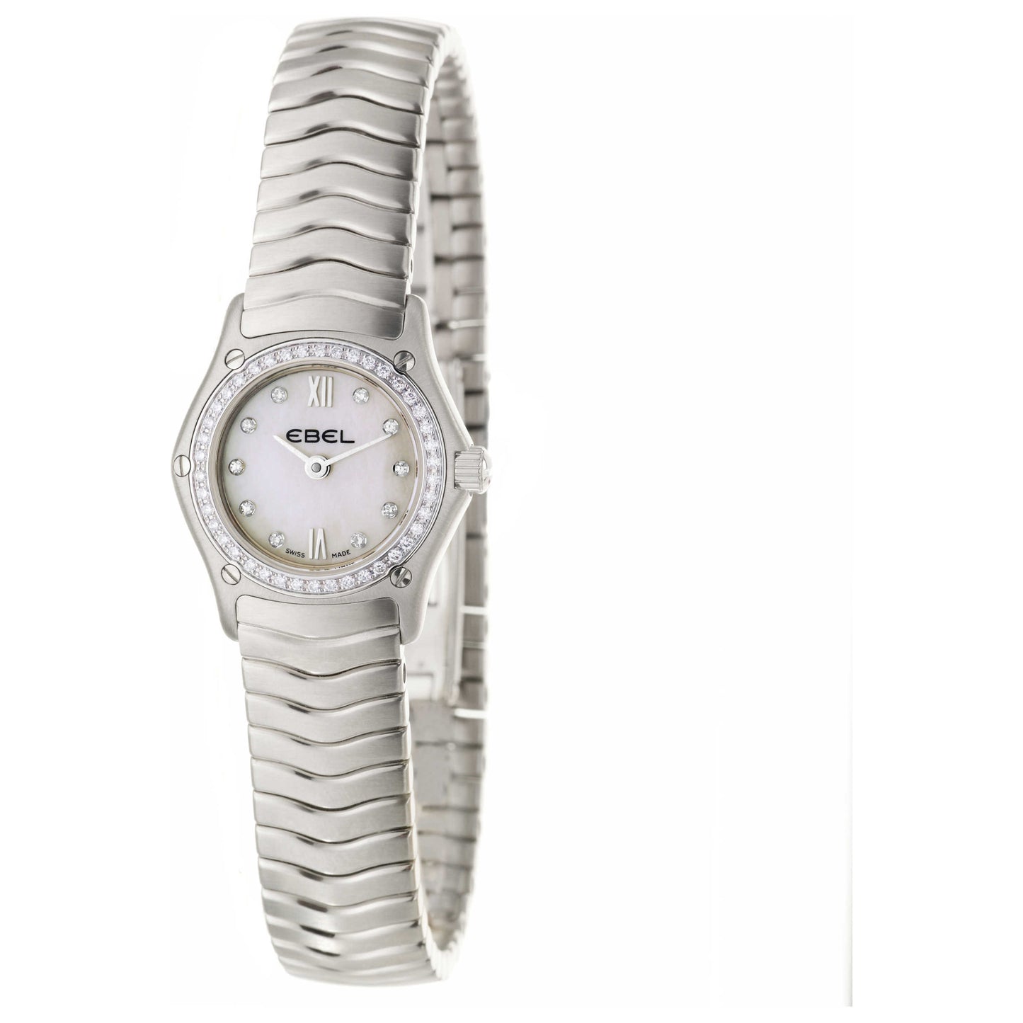 Front view of Ebel Classic Wave Women's Swiss Quartz (Battery-Powered) Watch 9656F04-9725