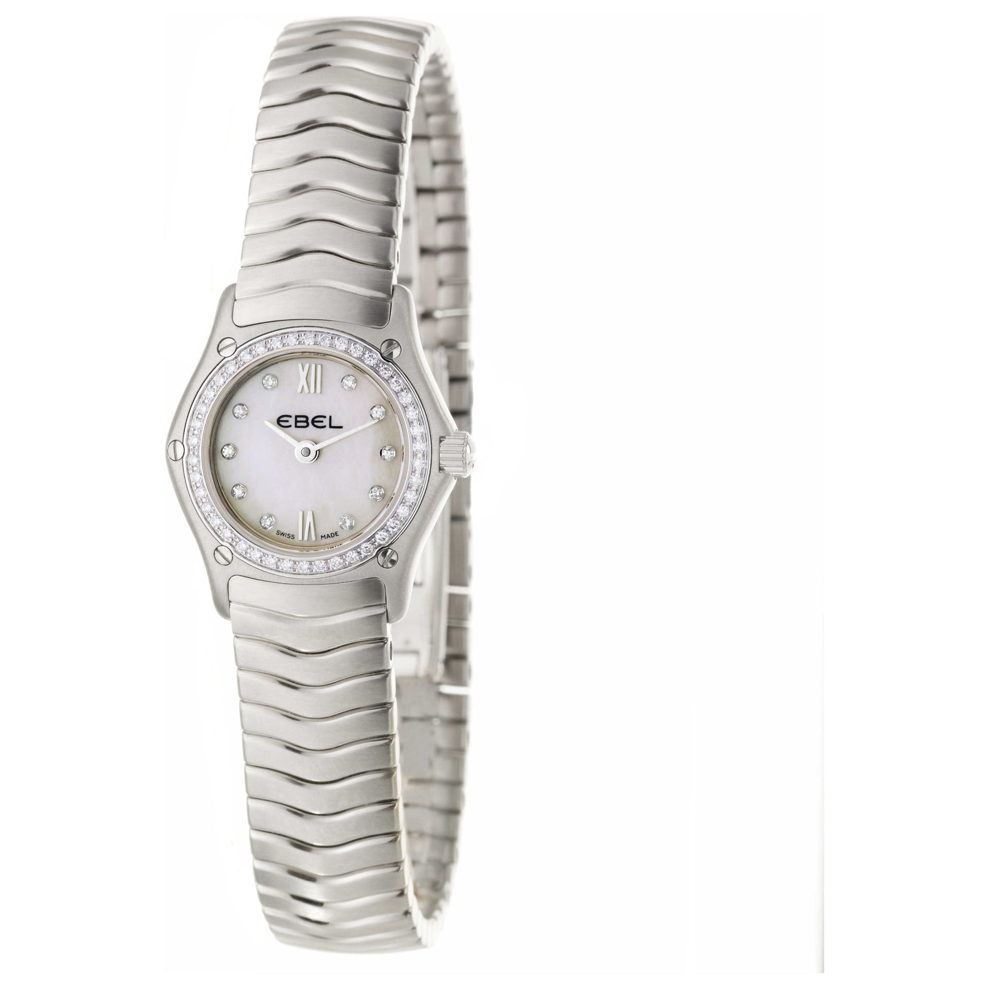 Front view of Ebel Classic Wave Women's Swiss Quartz (Battery-Powered) Watch 9656F04-9725