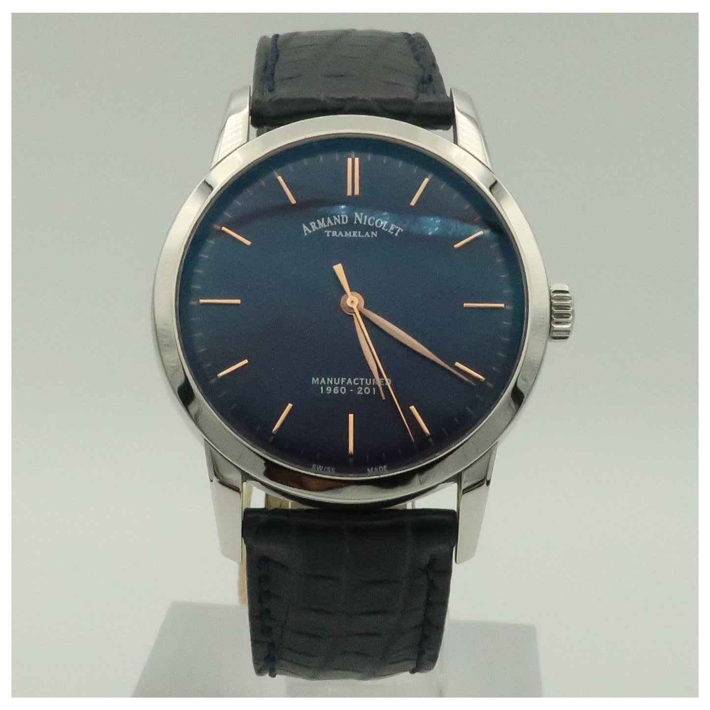 Front view of Armand Nicolet L10 Men's Manual-Wind Watch 9670A-BS-P670BU1-PO